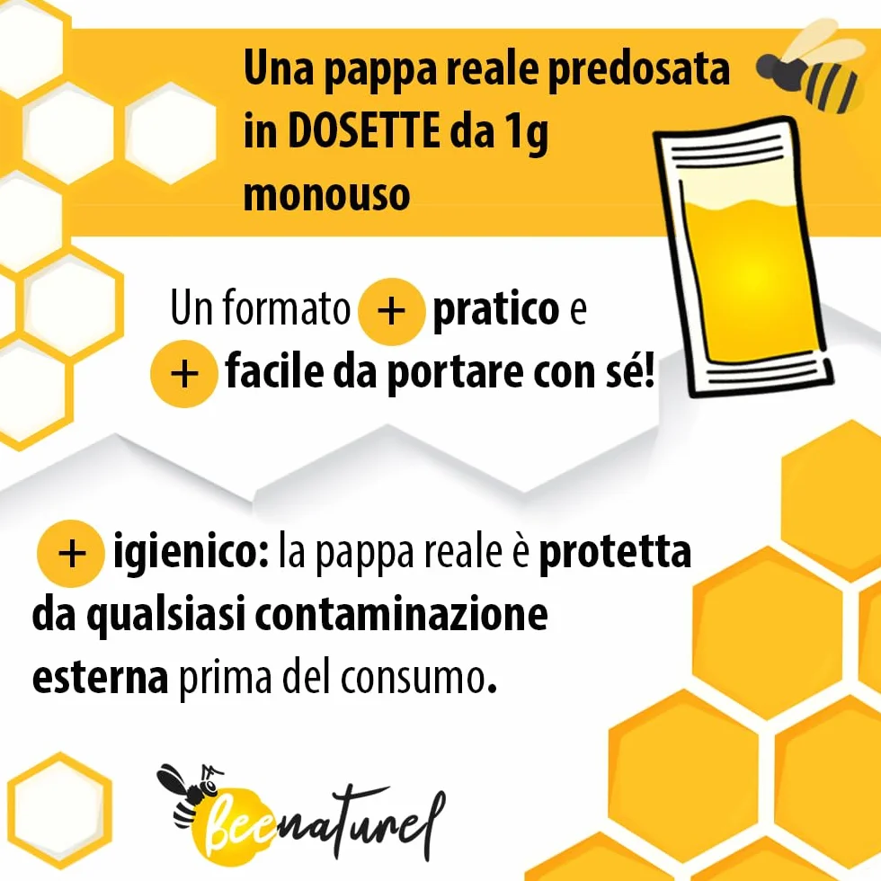 Pappa reale biologica e fresca 120g 100% naturale 120 baccelli da 1 grammo