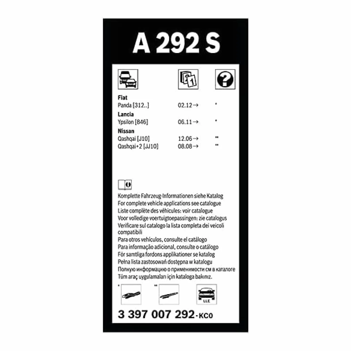 Bosch Automotive Tergicristalli Aerotwin A292S, Lunghezza 600Mm/380Mm, 1 Set Per Parabrezza Anteriore