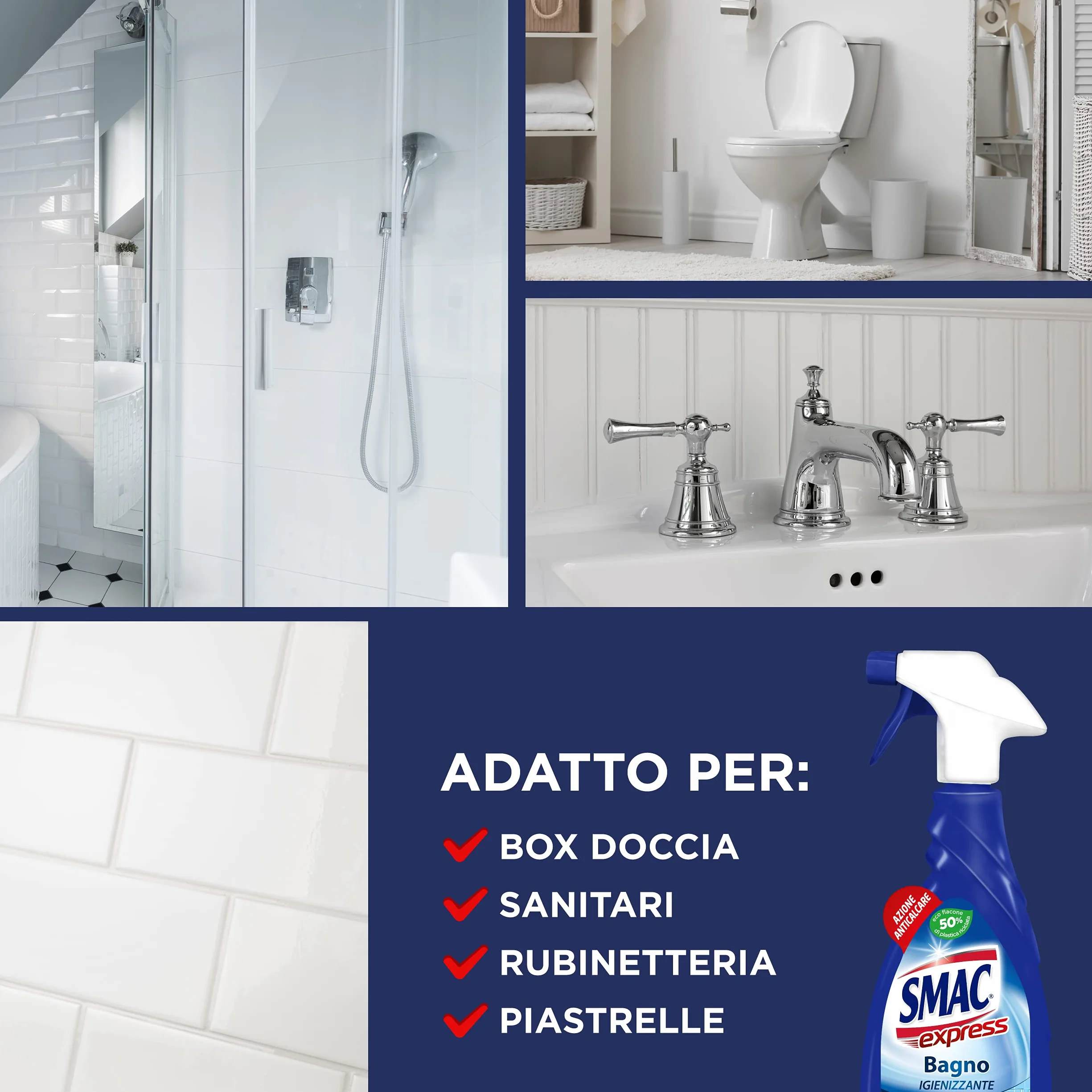 Smac Express Bagno Igienizzante Detergente Spray Multisuperficie Anticalcare 650 ml