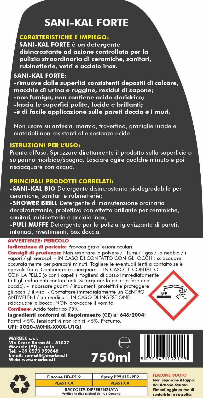 MARBEC Kit Bagno completo pulizia disincrostante manutenzione