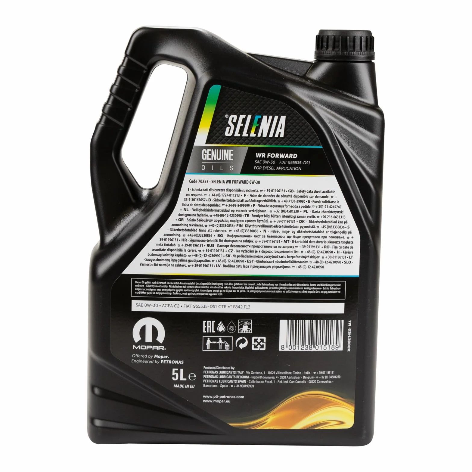 SELENIA Olio motore 0W-30 5 L Compatibilità FIAT 500 312 Ducato Van 250 290