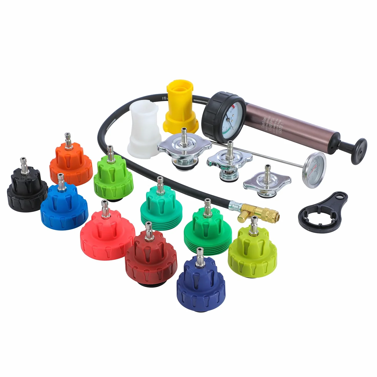 KATSU 18 Pezzi Universale Radiatore Pressione Tester Kit Test del Sistema di Raffreddamento Auto Rilevatore di Perdite Alluminio