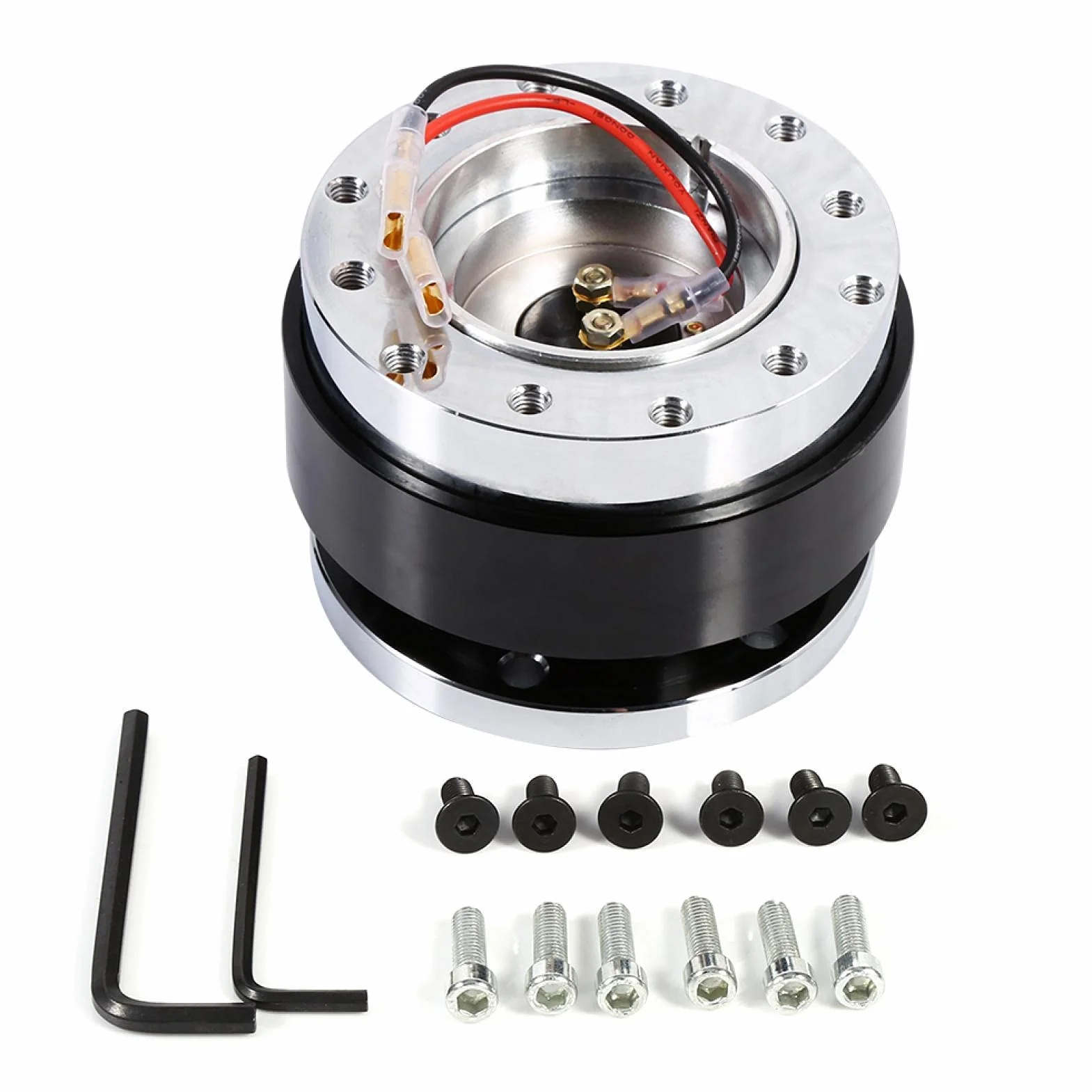 Volante Calice Sgancio Rapido Adattatore A Sfera Bullone 6 Fori Universale Kit Nero
