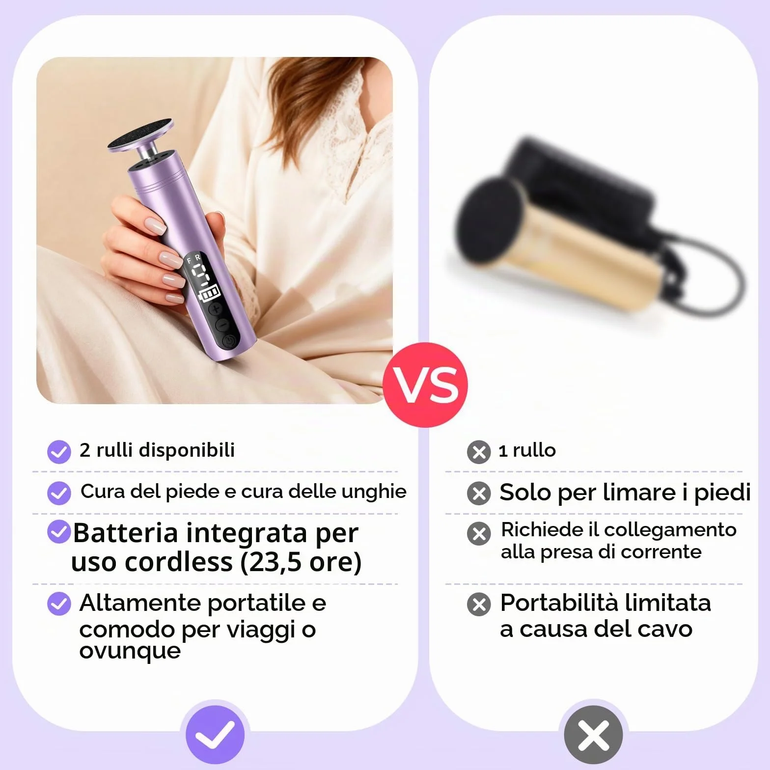 Pedicure Elettrico Professionale 9 Velocità Ricaricabile Lima Elettrica per Piedi e Talloni