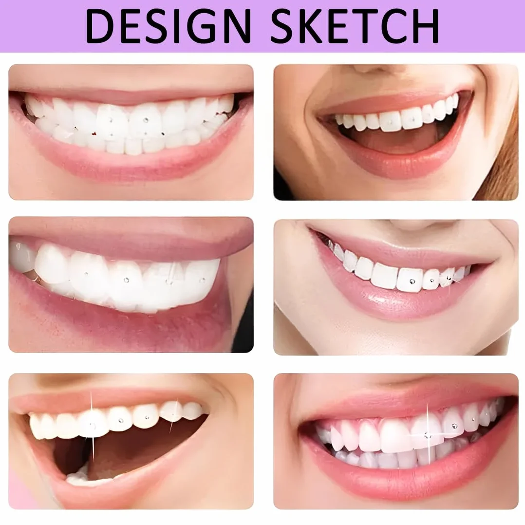 Brillantini Denti Kit Tooth Gems Set con Strass e Diamanti Marquise