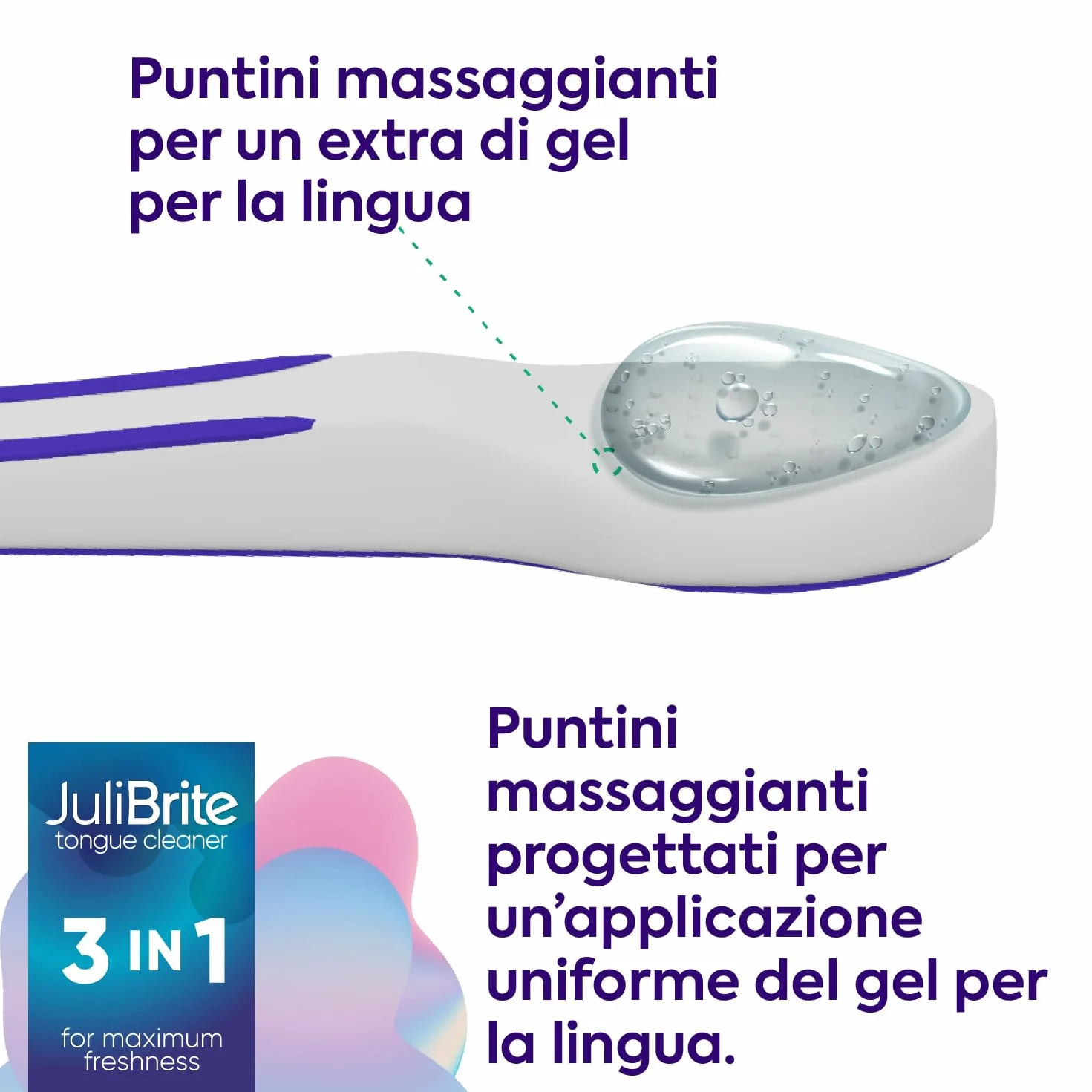 JuliBrite Kit per la pulizia della lingua 50 ml Raschietto lingua Alito fresco