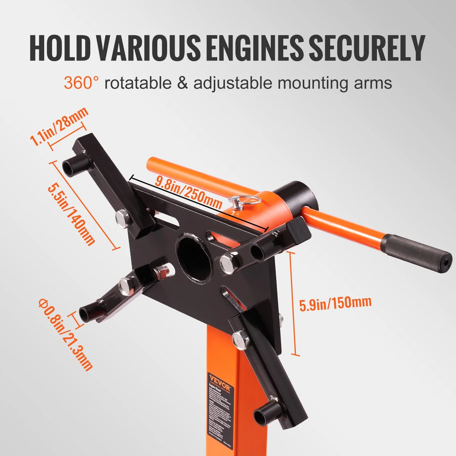 VEVOR Cavalletto di Supporto per Motori 680kg Pieghevole, Supporto Motore Mobile 5 Ruote Bracci Girevoli 360°