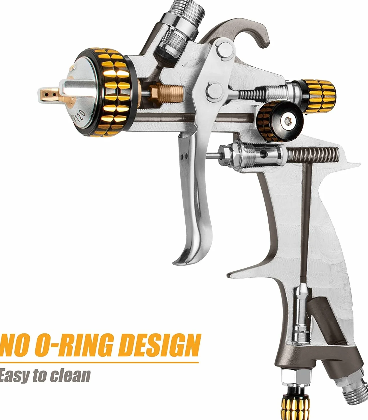BEETRO HVLP Pistola a Spruzzo ad Aria Compressa per Vernici Trasparenti Ugello in Acciaio Inox da 1,0 mm capacità di 150 ml 7,0 CFM 22 psi