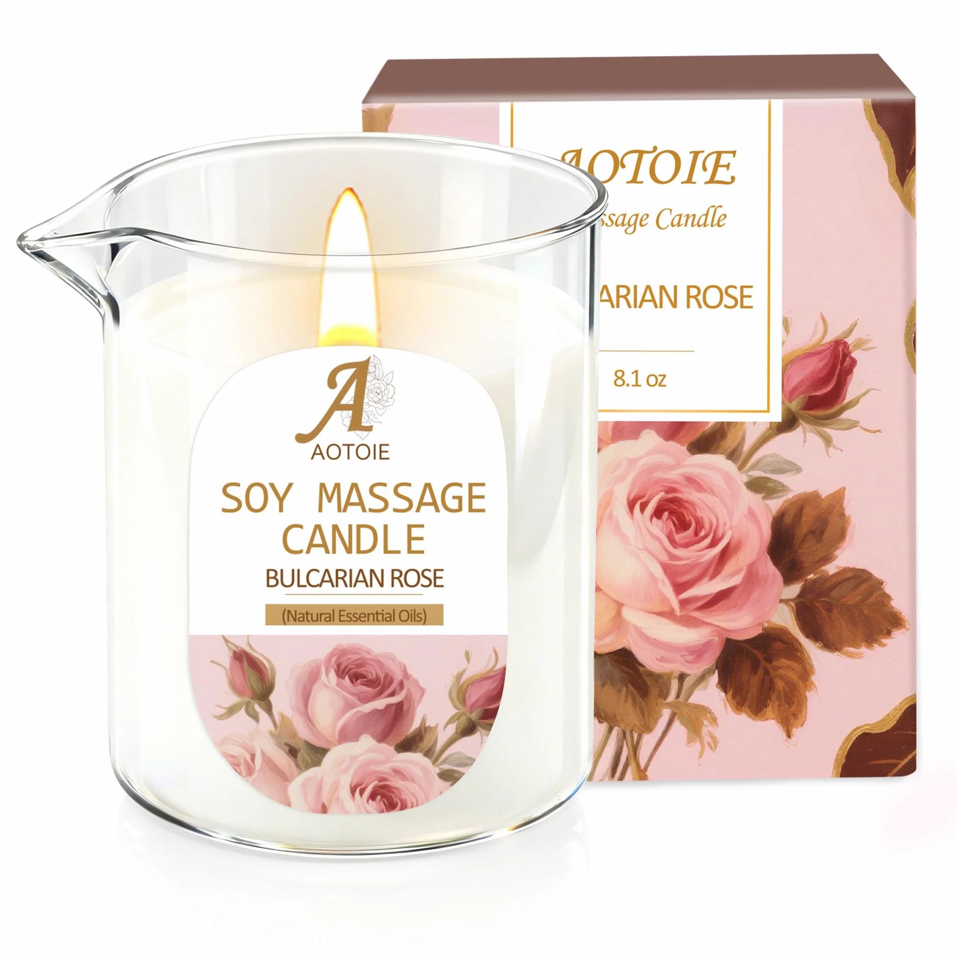 Candela Massaggio Olio di Lavanda e Rosa 240ml Bassa Temperatura per Coppie Relax SPA