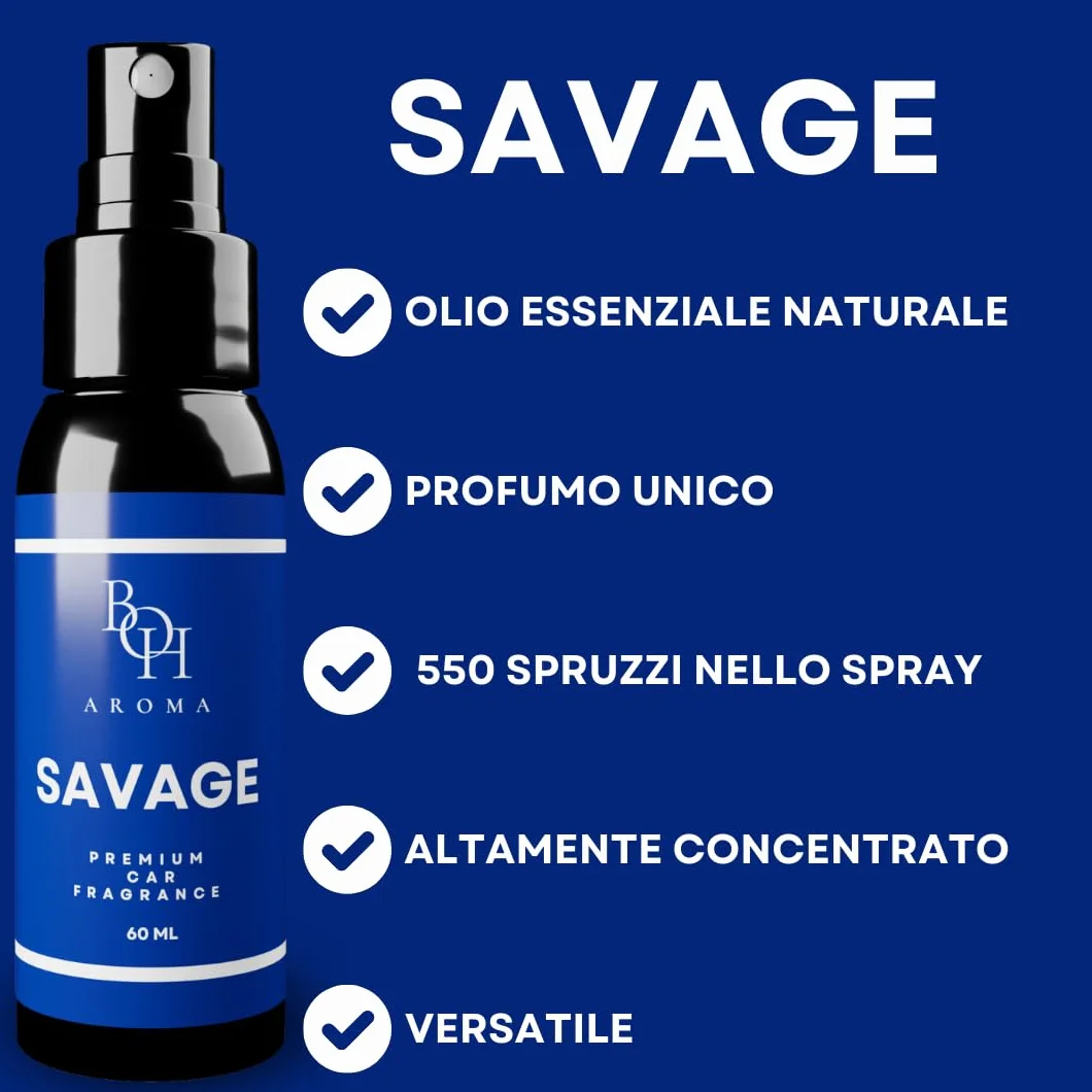 SAVAGE profumo per auto 60 ml neutralizza odori deodorante interni
