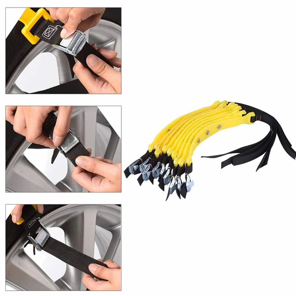 Catene neve universali automatiche Anti Skid Nail per auto SUV camion larghezza pneumatico 185-225 mm set 10