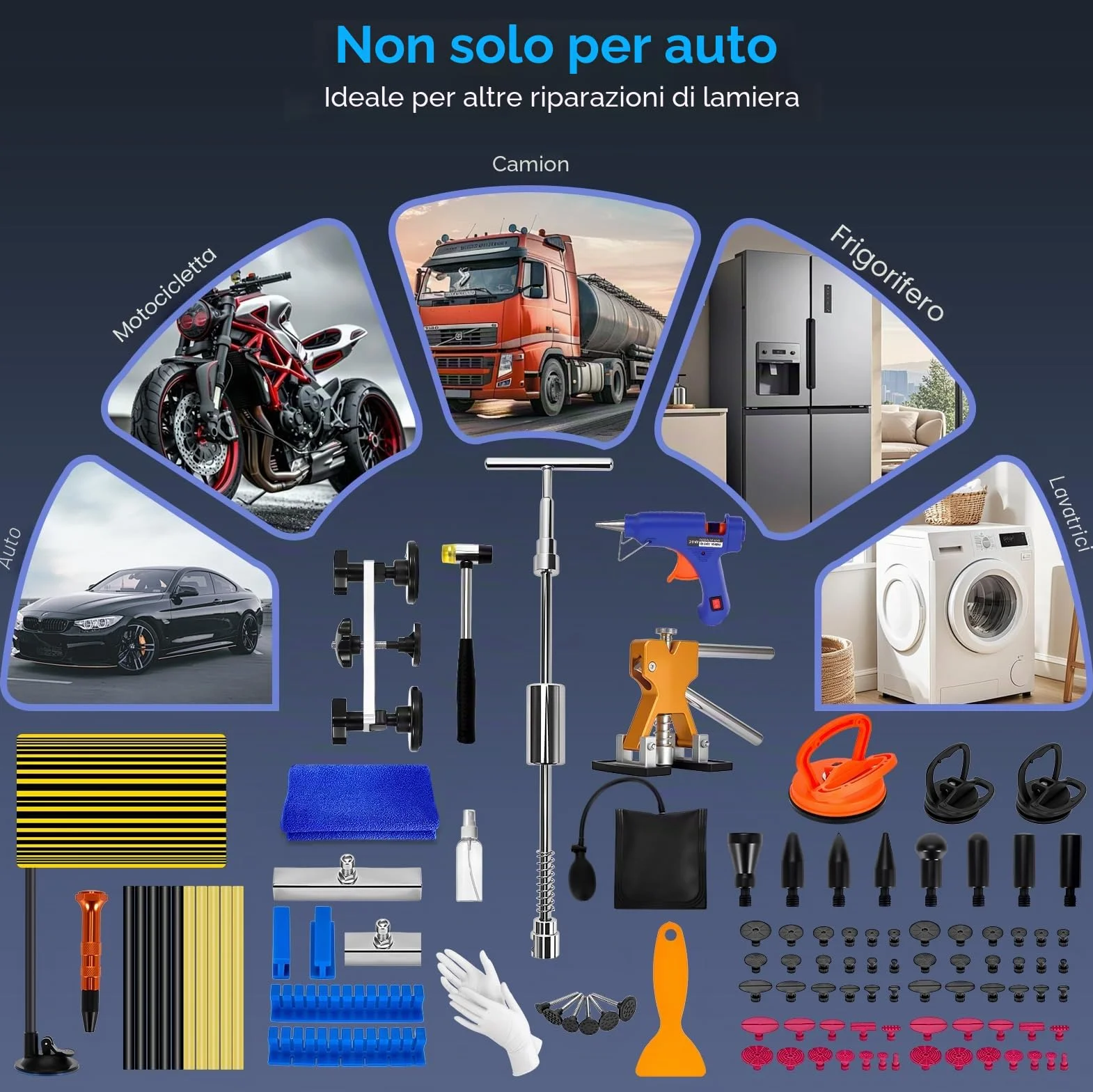 Kit Levabolli Carrozzeria Auto 120 Pezzi con Ventosa, Estrattore, Martello e Accessori