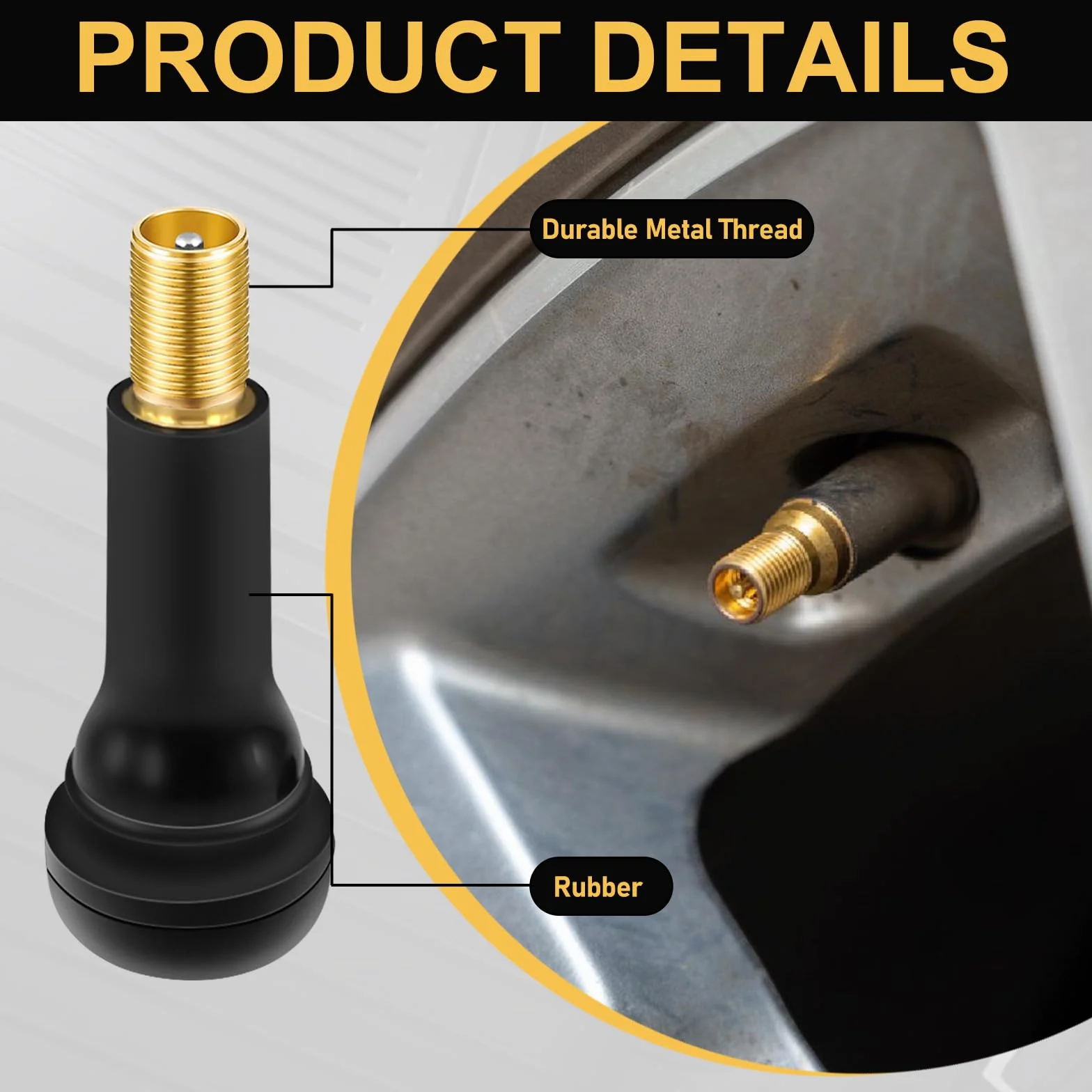 BAIFULAI 100 valvole in gomma TR413 universale per pneumatici auto moto