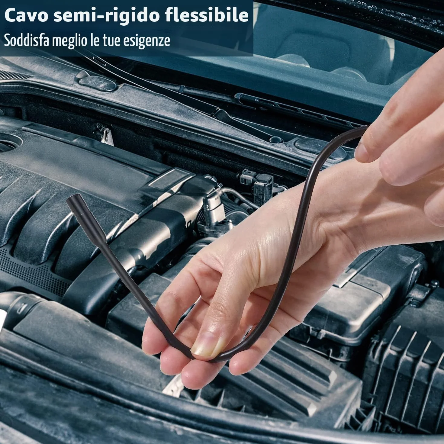 SKYBASIC Endoscopio Industriale 4,3 Pollici Schermo LCD Telecamera di Ispezione IP67 Impermeabile 5M Cavo Semirigido