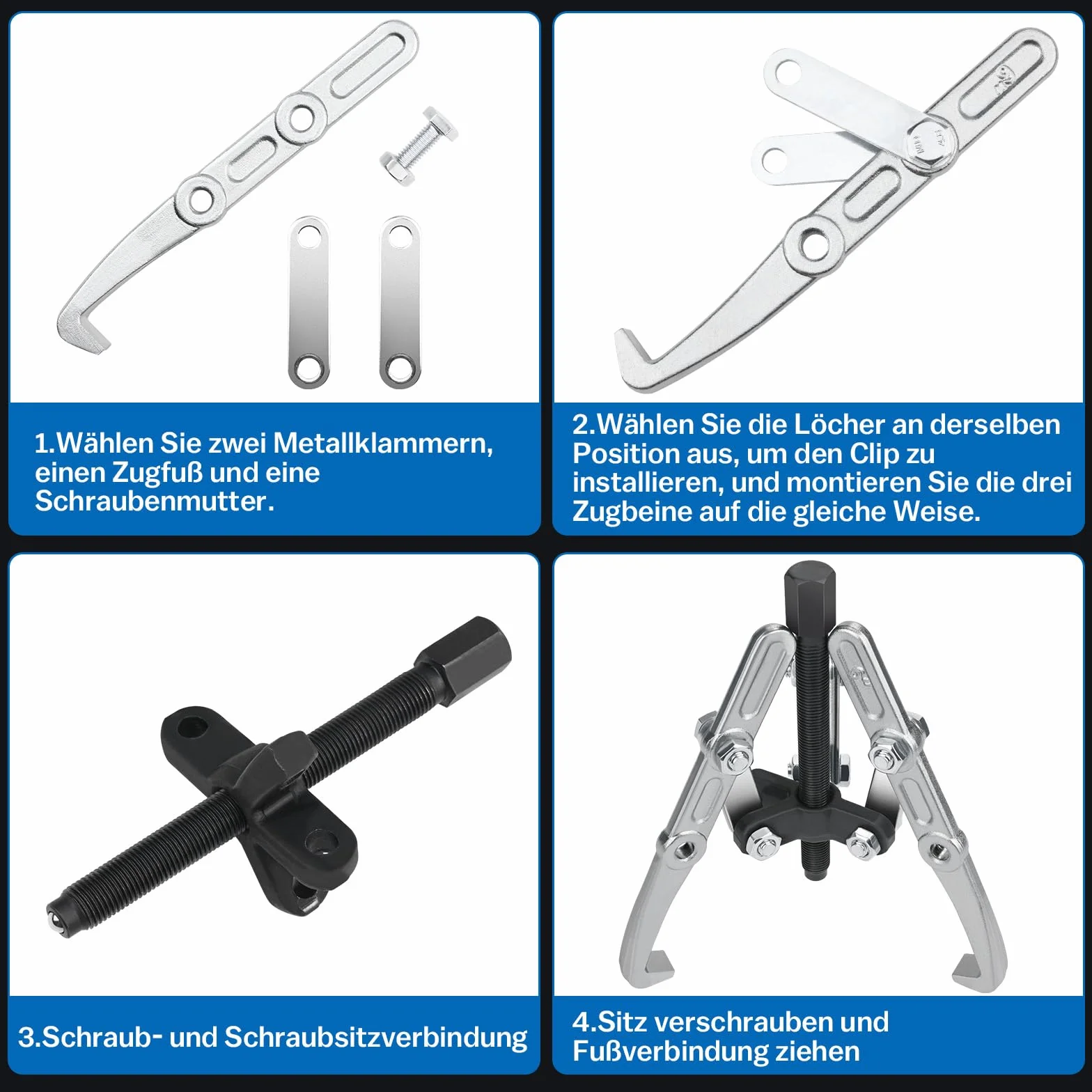Estrattore cuscinetti 12" 50-300 mm 2/3 bracci esterni interni acciaio CrV