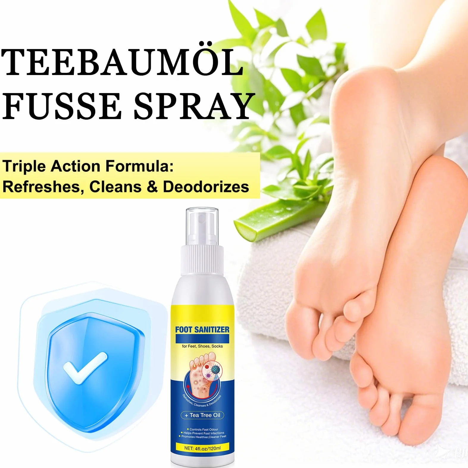 Spray per piedi olio albero del tè 120 ml antimicotico prevenzione piede d'atleta elimina odore