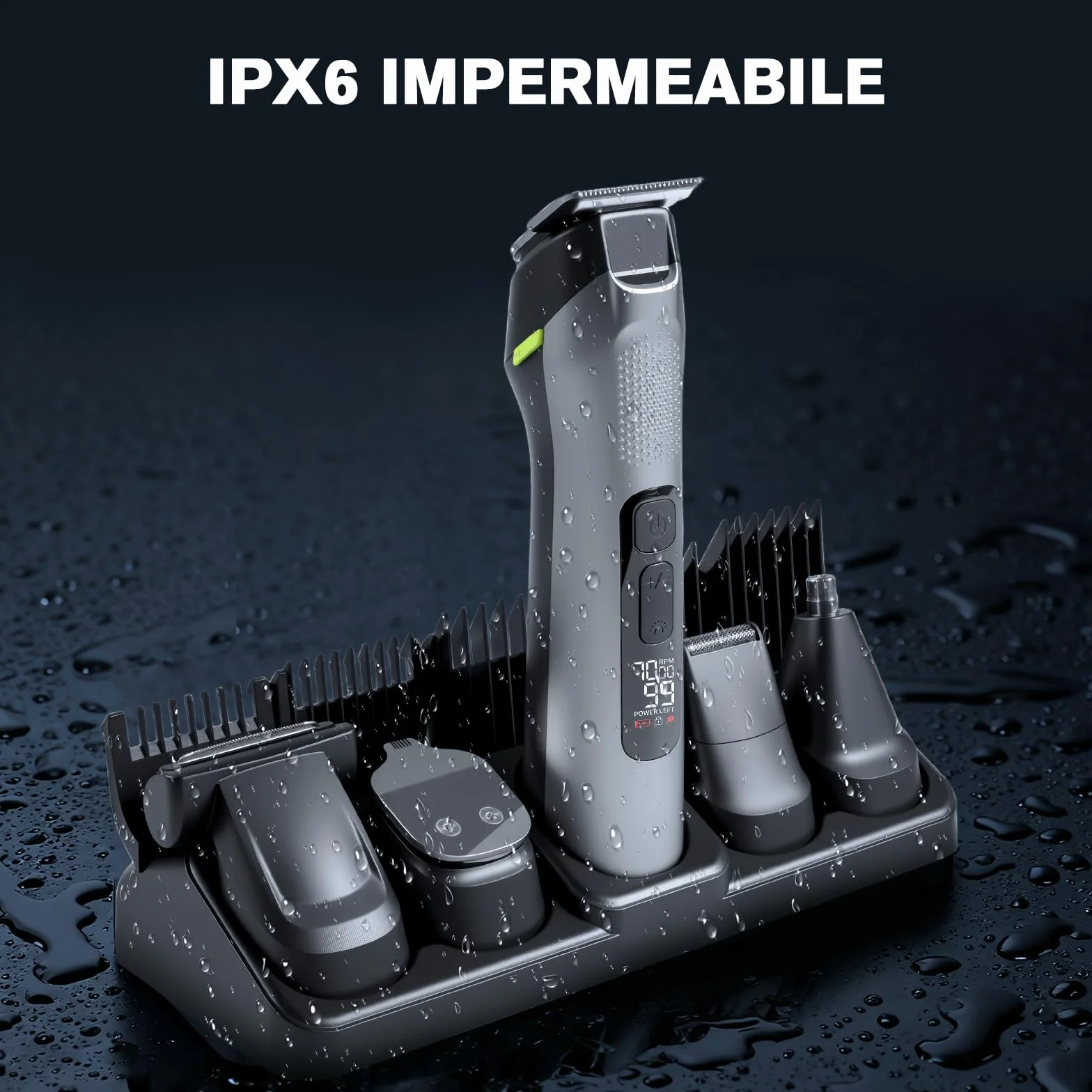 Carehabi 5 in 1 Tagliacapelli Uomo Professionale Regolabarba, Impermeabile IPX7 Kit Multigroom