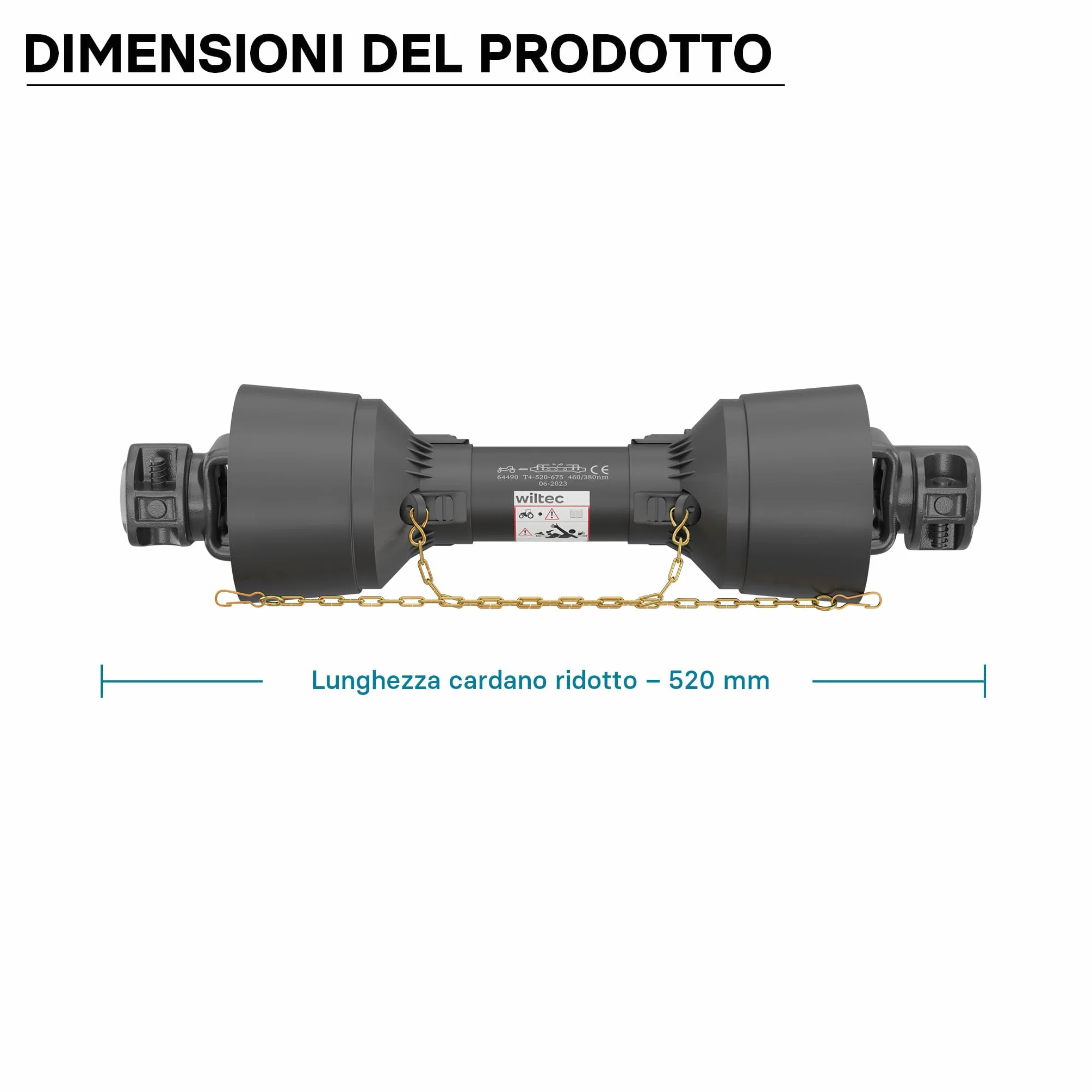 Wiltec Albero cardanico T4 Giunto cardanico 520mm 460Nm 540rpm Cardano 40kW (55CV) 2X 1 3/8" 6 Denti
