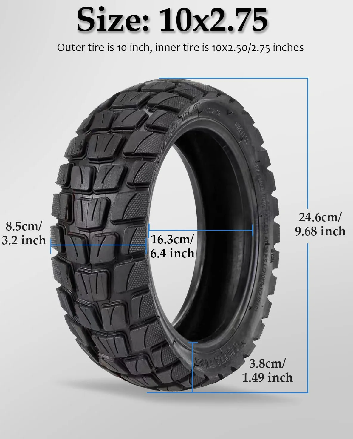 10x2.75-6.5 Pollici Pneumatici Interni ed Esterni Per Kugookirin G3, Speedway V2, Dualtron 3 e Altri Pneumatici Scooter, Universale con 10x2.70-6.5, 255x70, 70/65-6.5 Pneumatici originali