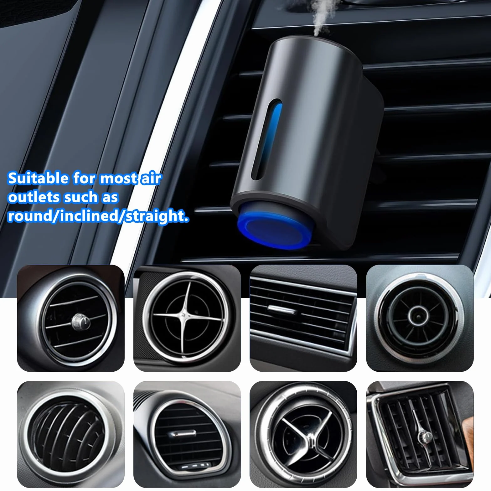 Deodorante per auto a ultrasuoni automatico 3 modalità diffusore di aromi (nero)