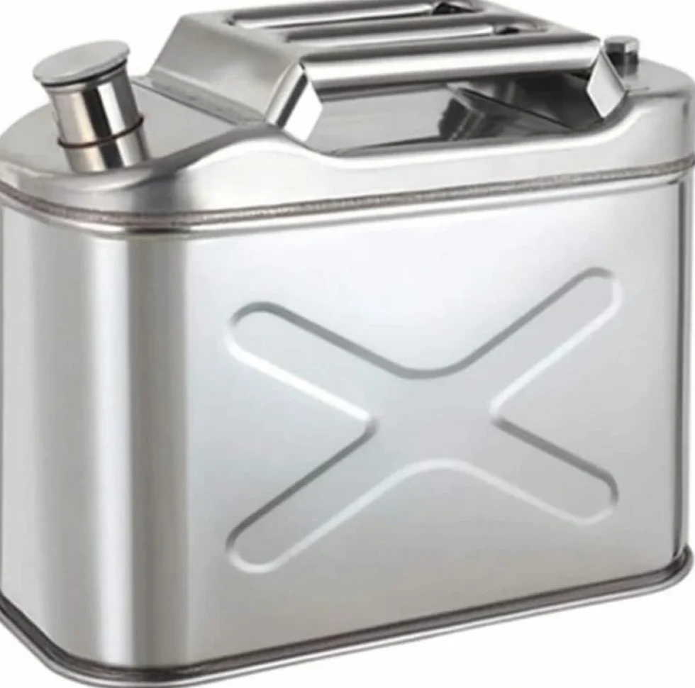 Tanica per benzina, in acciaio inox, con tubo del carburante, ideale per benzina, olio commestibile o acqua, per moto, automobili, tosaerba, barca, campeggio, 10 l