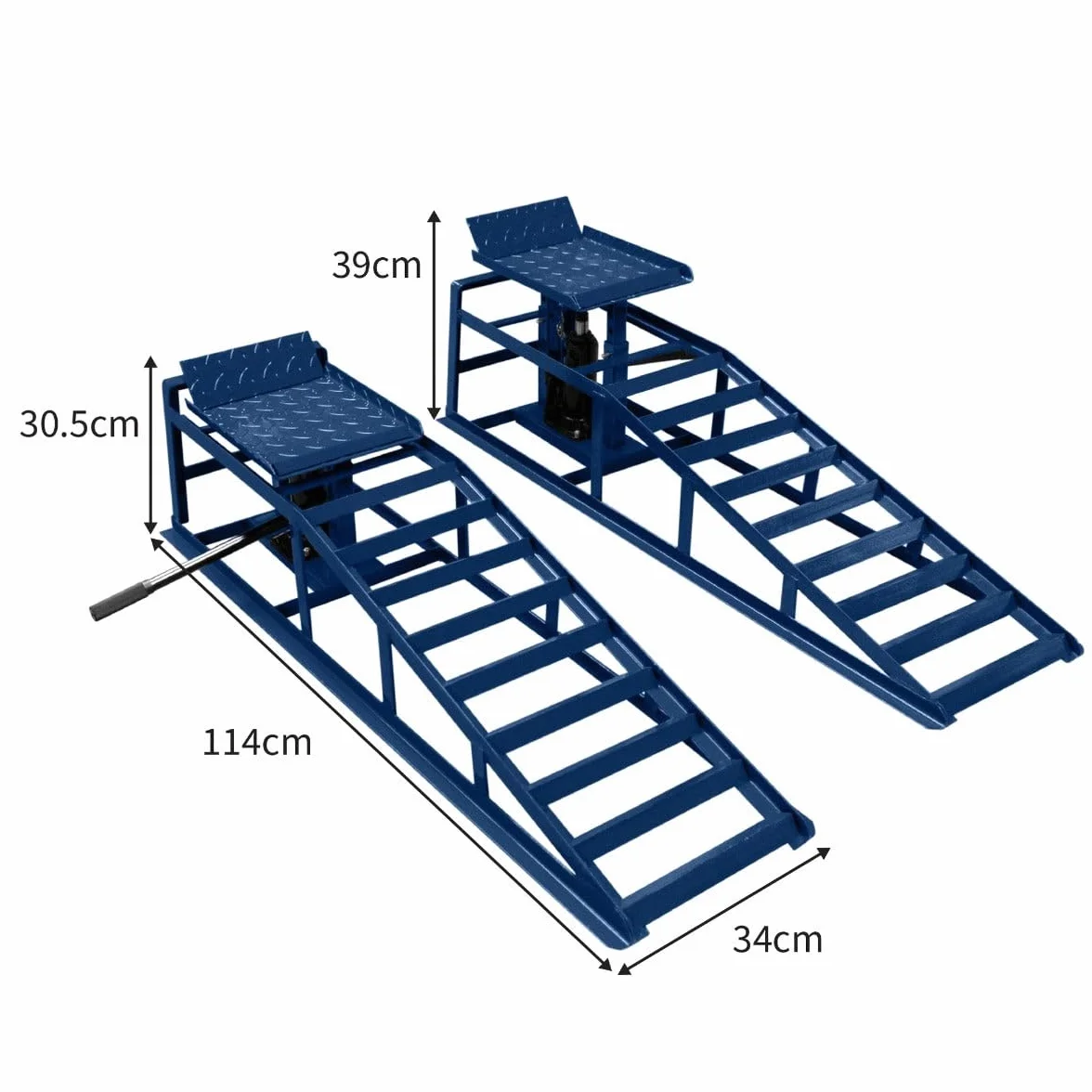 Rampe Idrauliche per Auto 2 Piattaforme di Sollevamento da 3 Tonnellate 3000kg Garage Officina Van Auto Rampa di Carico 34x26cm Altezza della Piattaforma Regolabile 270-375 mm Larghezza Massima 245mm