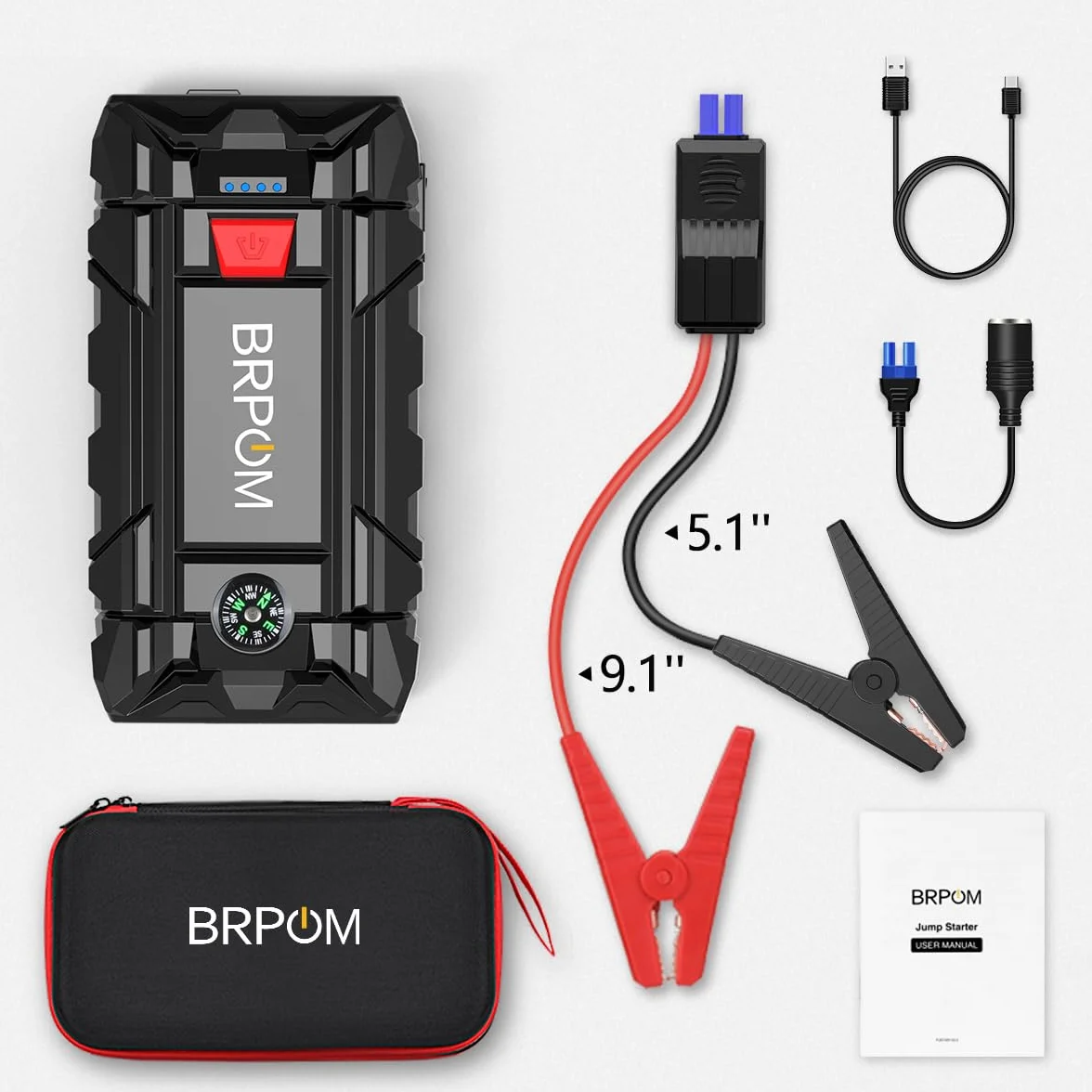 9000A 26800mAh Avviatore Batteria Auto, Avviatore di Emergenza per Auto/Moto, Torcia LED, Porta USB