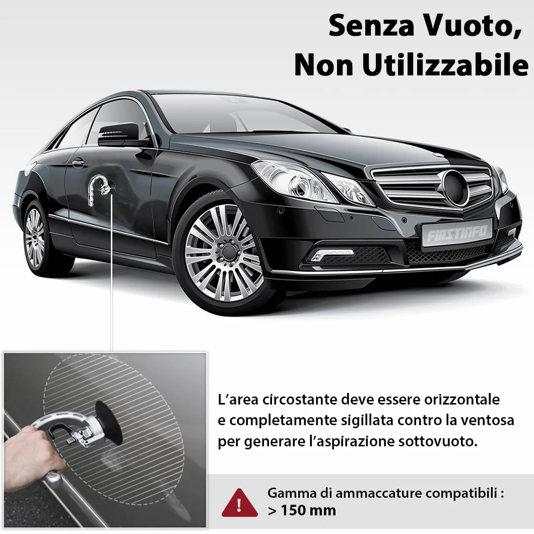 FIRSTINFO A1504A | Tira bolli in alluminio con ventosa potente da 75 mm – Rimozione ammaccature senza verniciatura