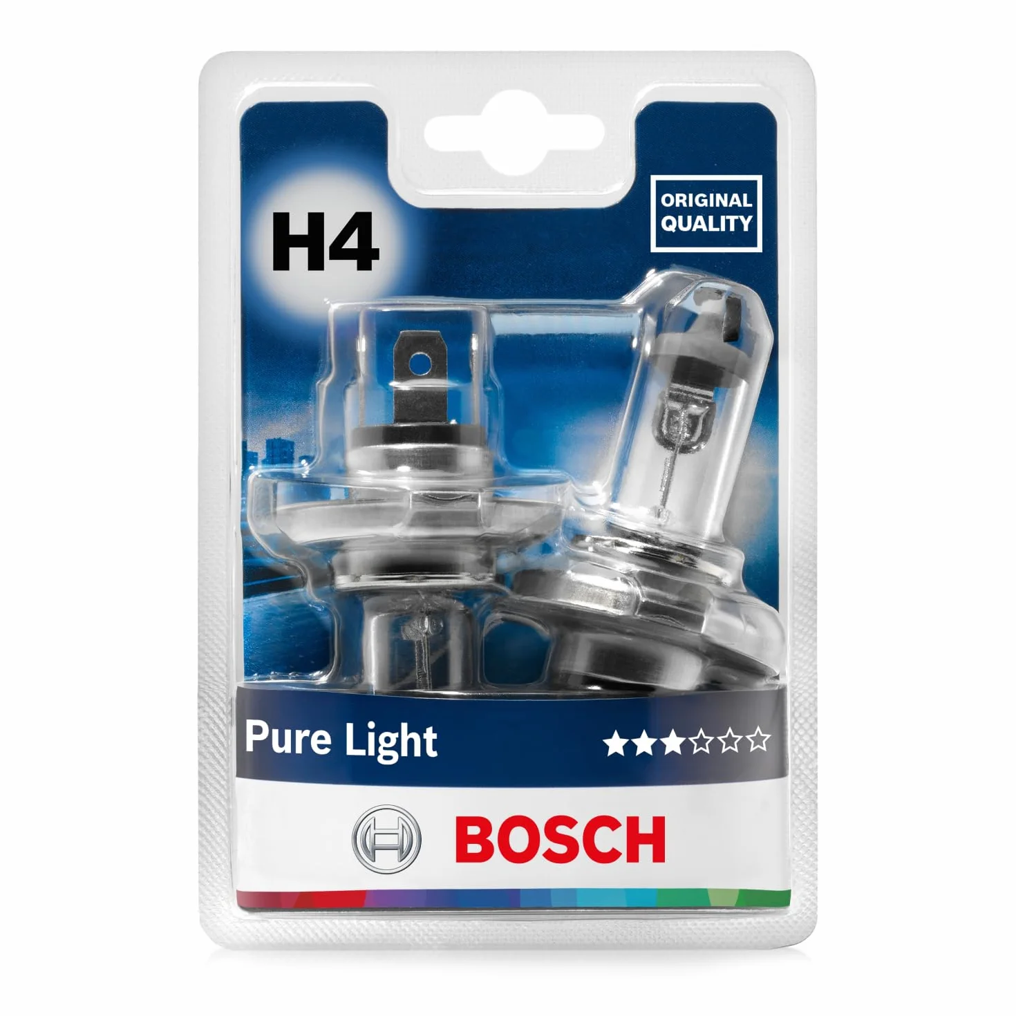 Bosch H4 Pure Light Lampadine Alogene 12V 60/55W P43t Confezione da 2