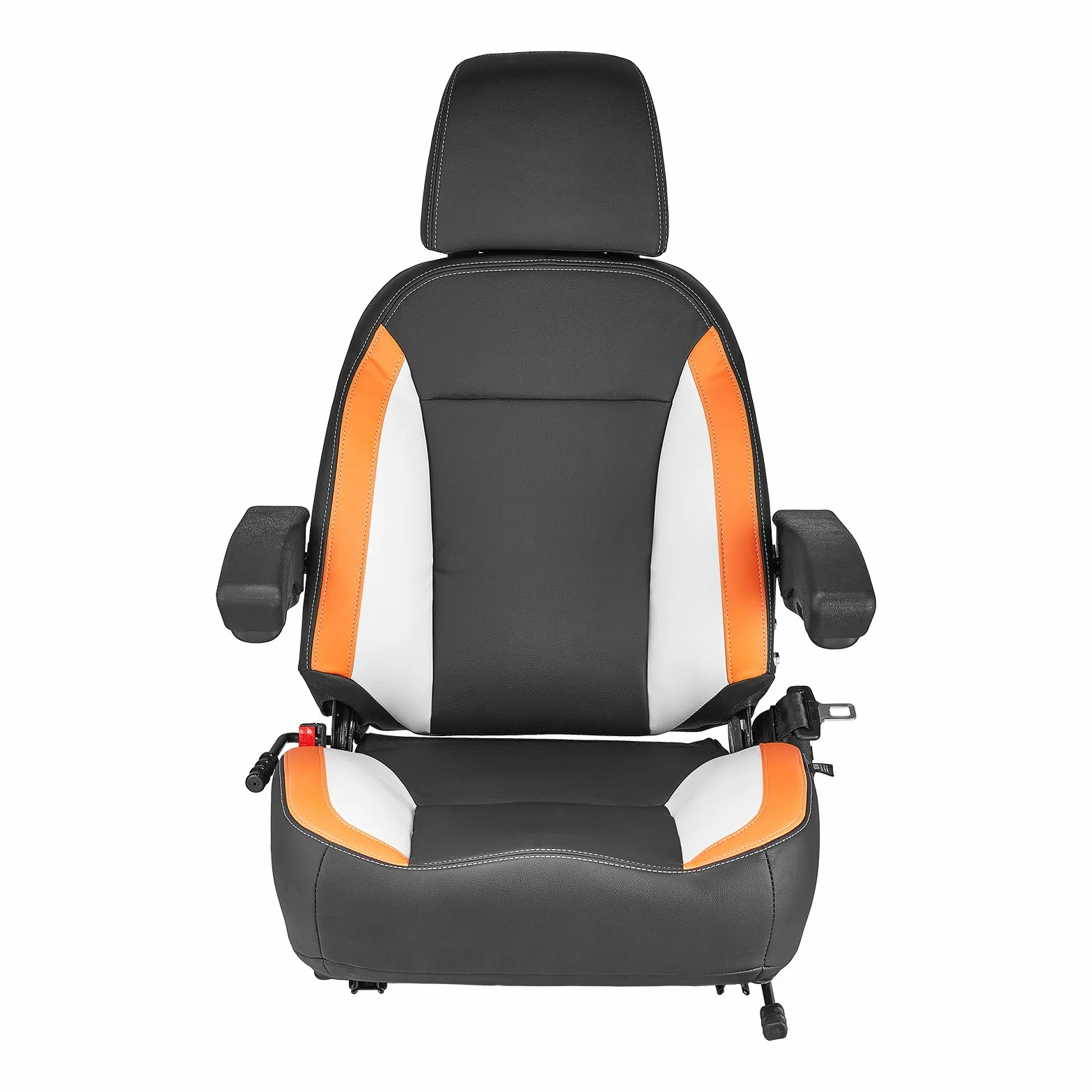VEVOR Sedile Universale per Carrello Elevatore, con Schienale Regolabile, Bracciolo, Poggiatesta e Cintura di Sicurezza, Sedile Sicuro per Trattore con Microinterruttore, per Tosaerba per Minipale