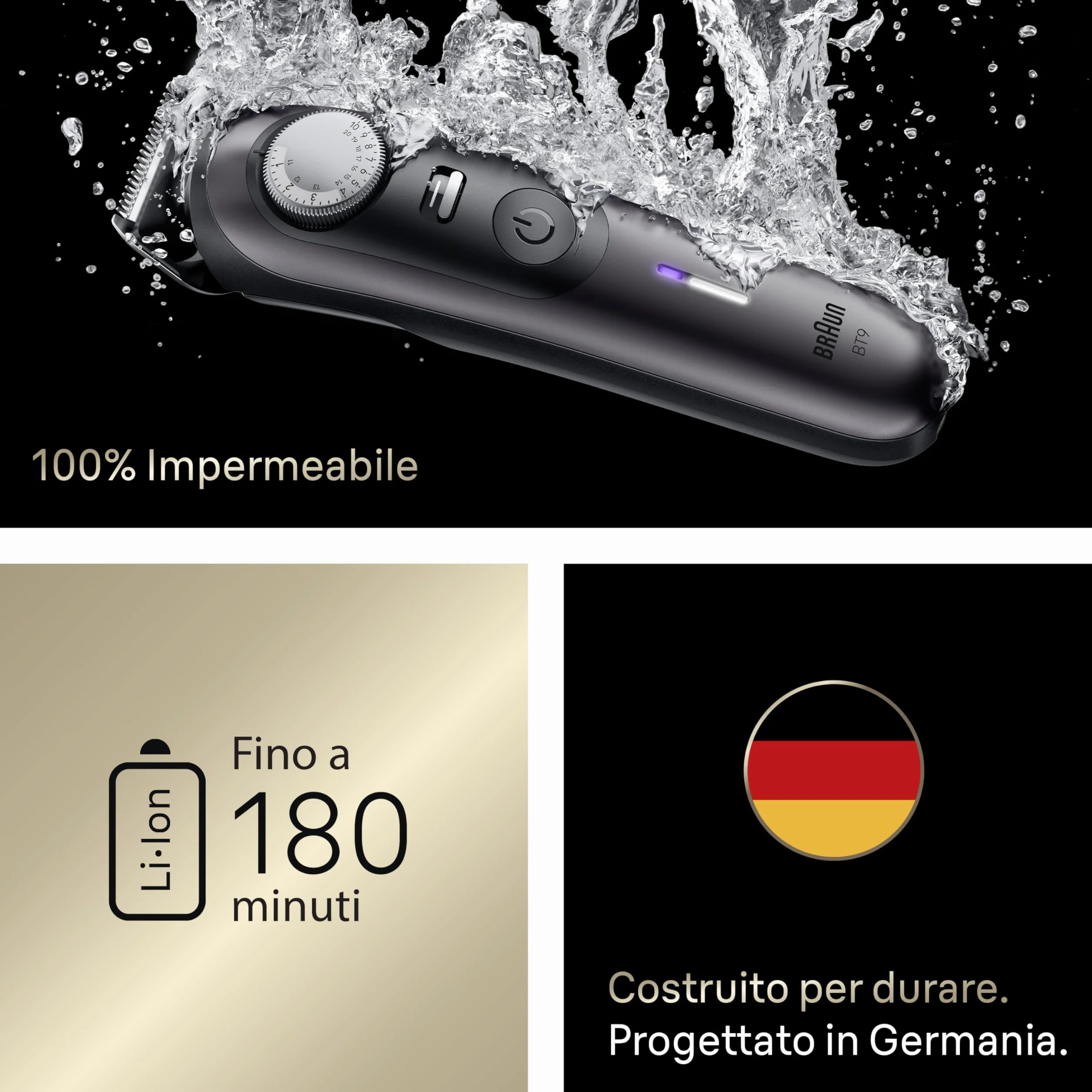 Braun Serie 9 Rasoio Elettrico Barba Impermeabile Bt9565 Titanio 180 Min