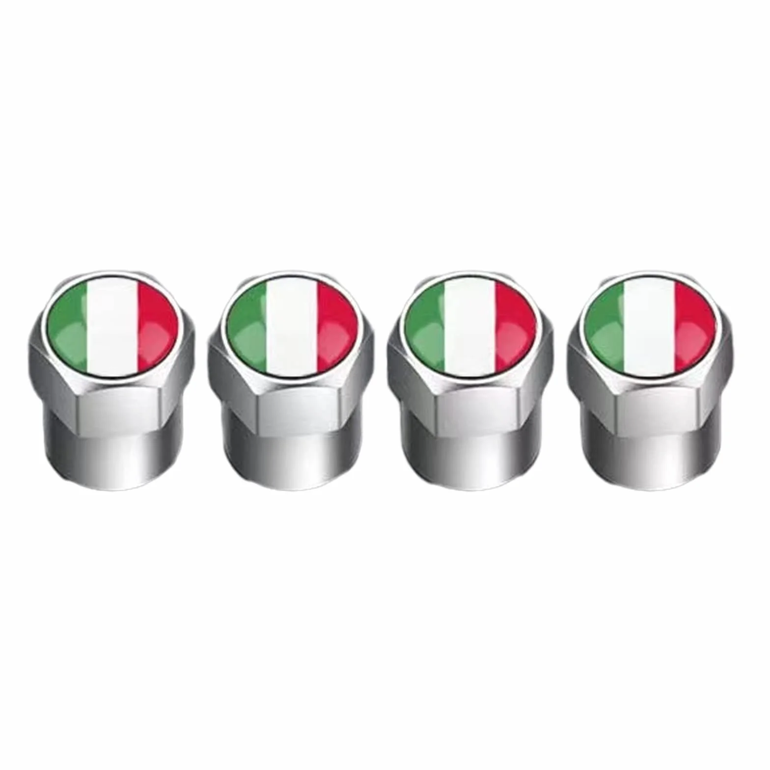 Tappini Gomme Auto Bandiera Italia Tappi Valvole Pneumatici Auto 4 pezzi, Tappi per Valvole Auto in Alluminio Tappi Stelo Valvola Pneumatico Tappi Gomme Auto, Tappino Bici, Tappi per Gomme Auto