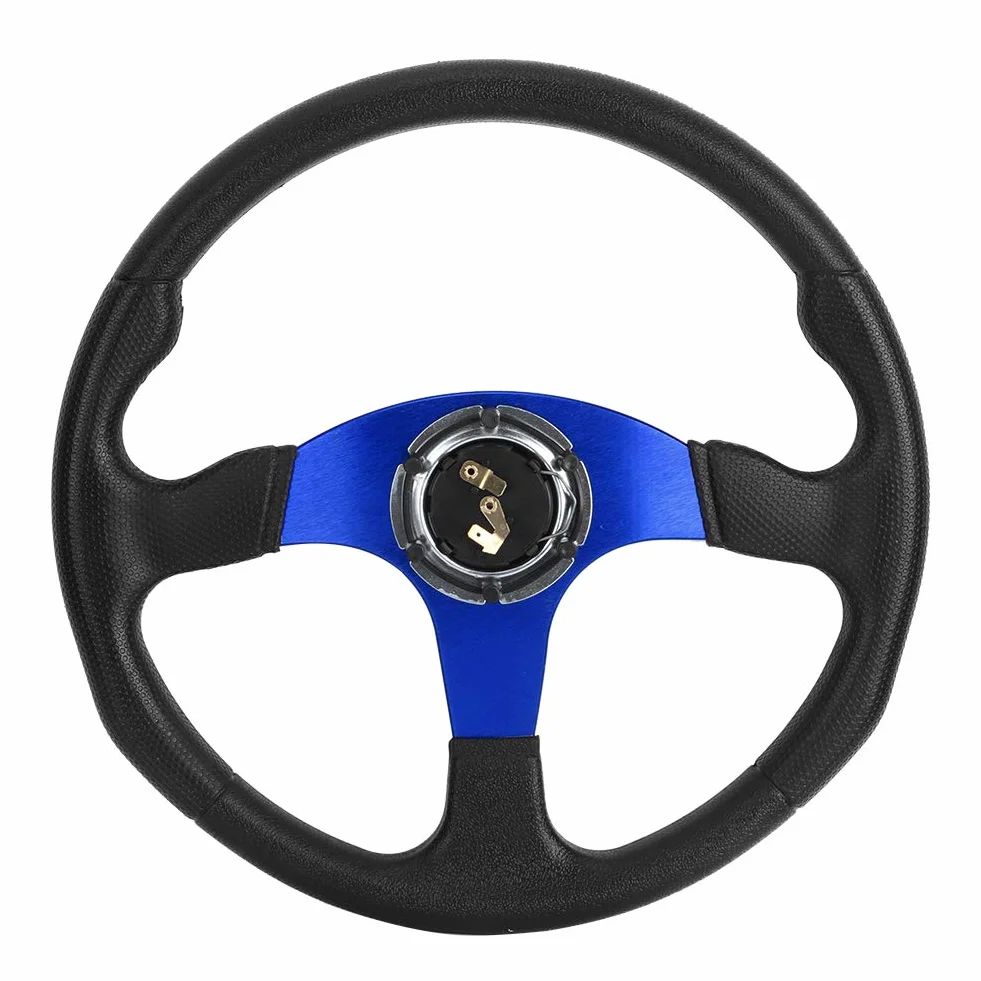 Volante da 350 mm 14 pollici profilo profondo in lega di alluminio per drifting universale 6 bulloni Blu