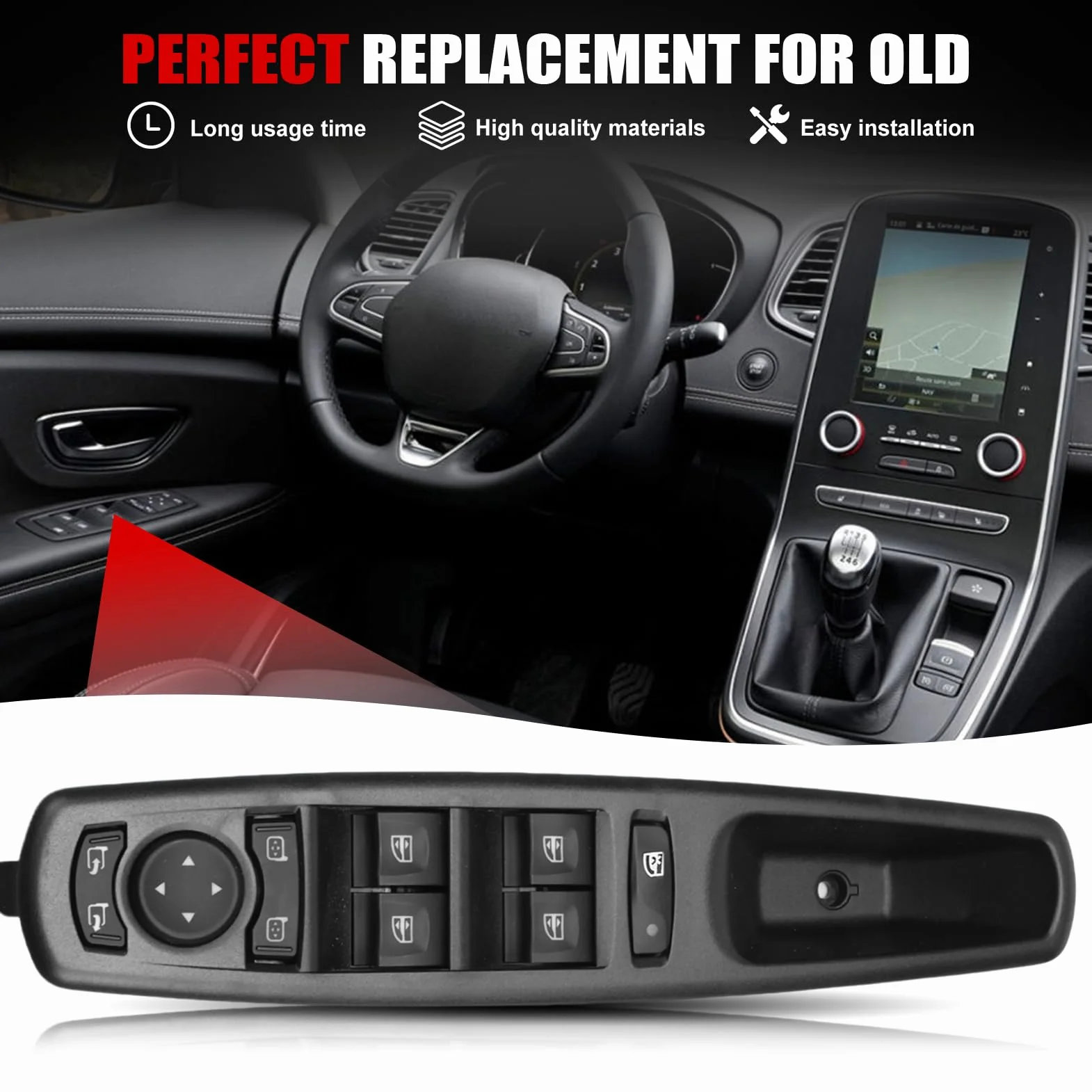 Pulsante alzacristalli Re-nault Sc-enic 2009-2022 anteriore sinistro 809610017R interruttore per alzacristalli elettrici in auto