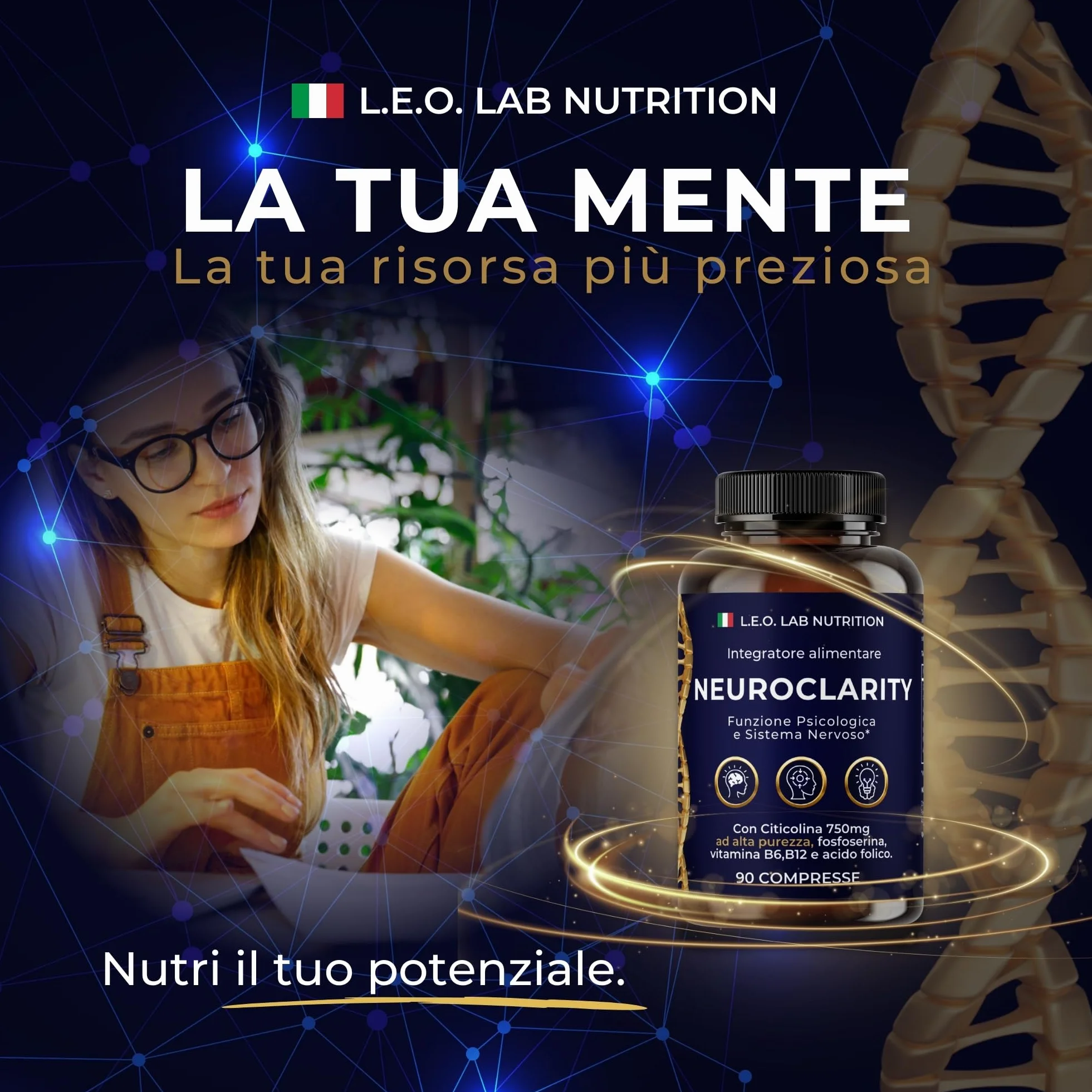 Citicolina 90Cpr 750mg Colina Fosfoserina Vitamine B Acido Folico Metabolismo Energetico Cerebrale