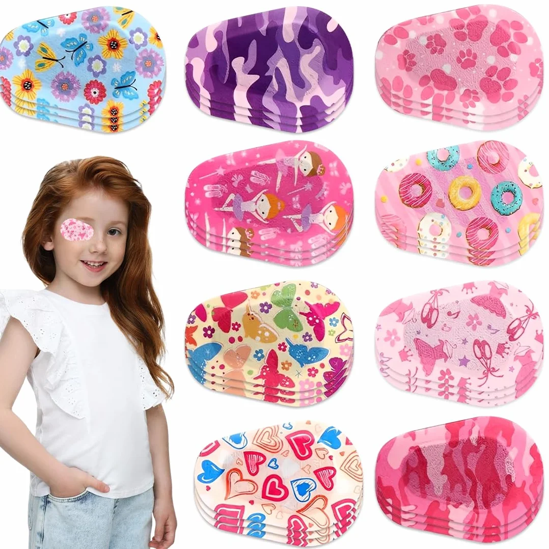 Bende Oculari per Bambini 27 Pezzi Benda Occhio Pigro Adesiva in Cotone Blocca Luce 9 Stili