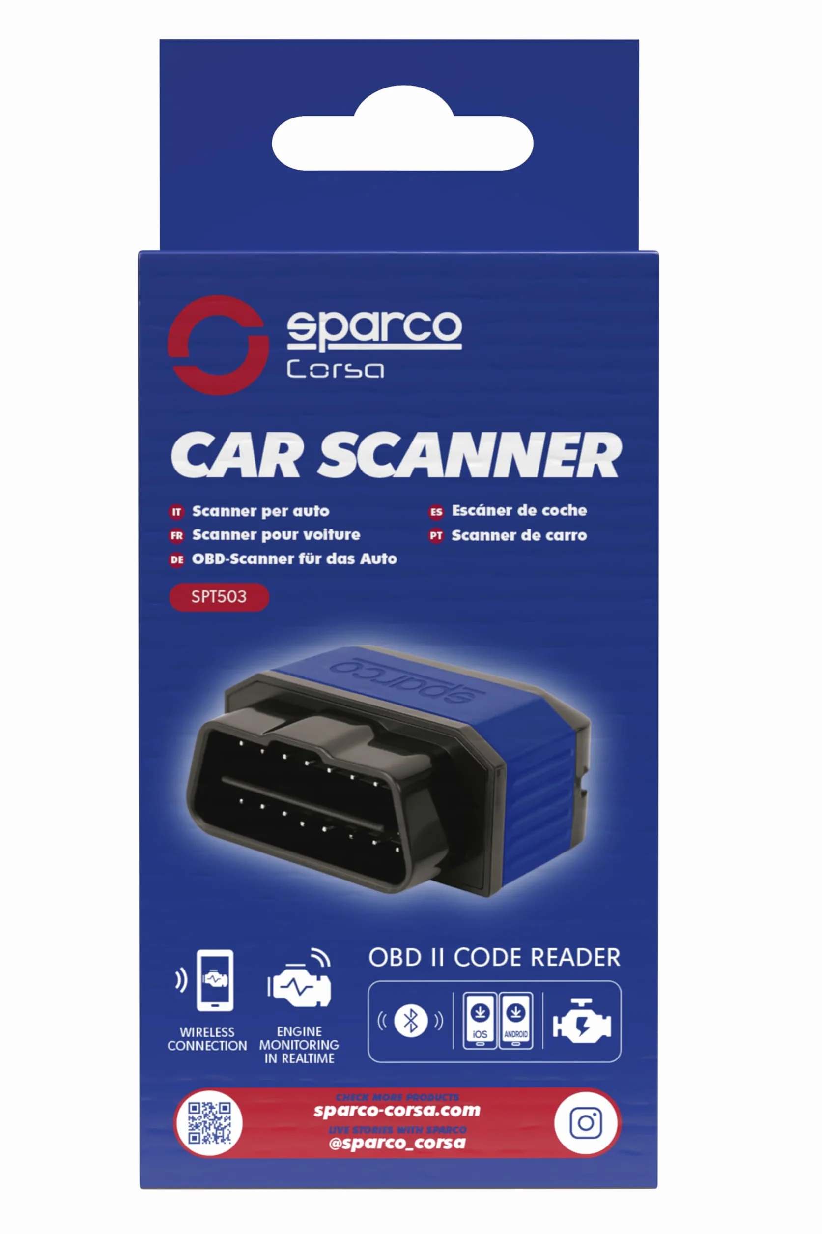 Sparco OBD2 Scanner Bluetooth 5.2 Diagnosi Auto Multimarca Lettore Codici DTC