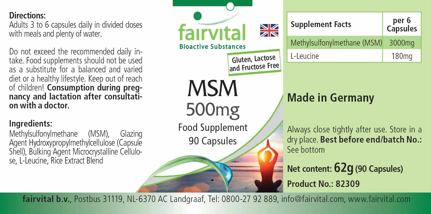 Fairvital MSM 500 mg 90 kapsułek metylosulfonylometan wegańskie
