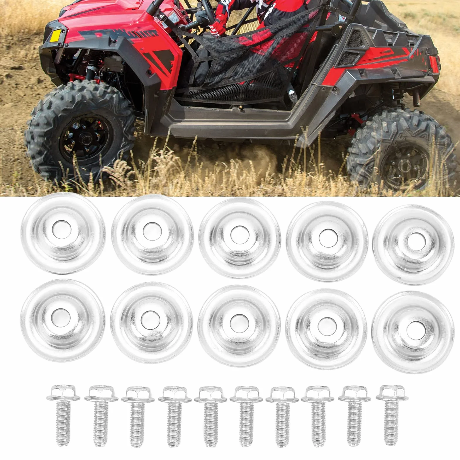 Set da 20 Pezzi Set di Rondelle e Bulloni per Piastra Paramotore UTV 7556065 Sostituzione in Metallo Robusto per Polaris RZR 570 800 900