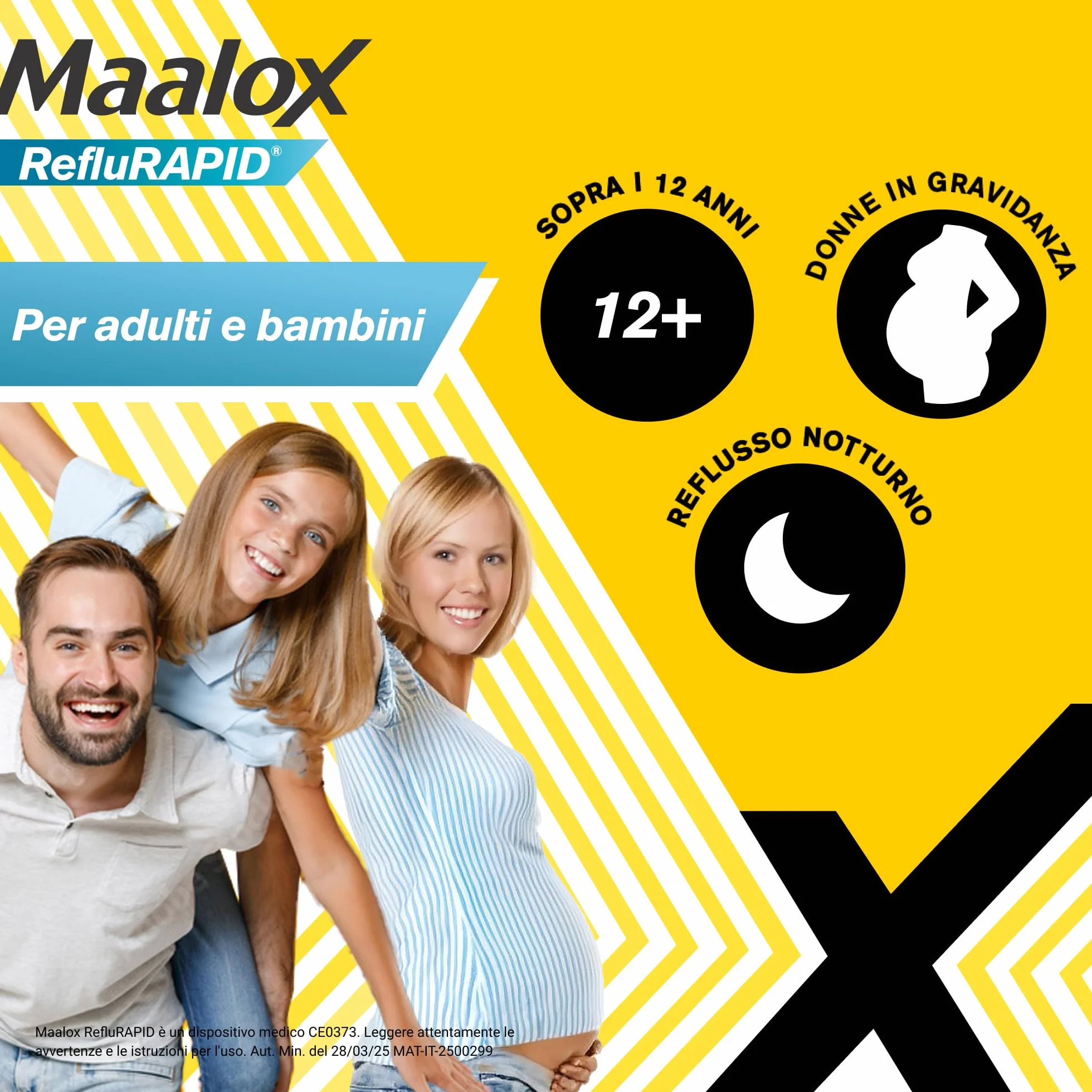 Maalox Reflurapid 40 Bustine Gusto Menta Blocca Reflusso Gastroesofageo Riduce Bruciore Acidità Stomaco Bicarbonato di Sodio Senza Glutine Lattosio
