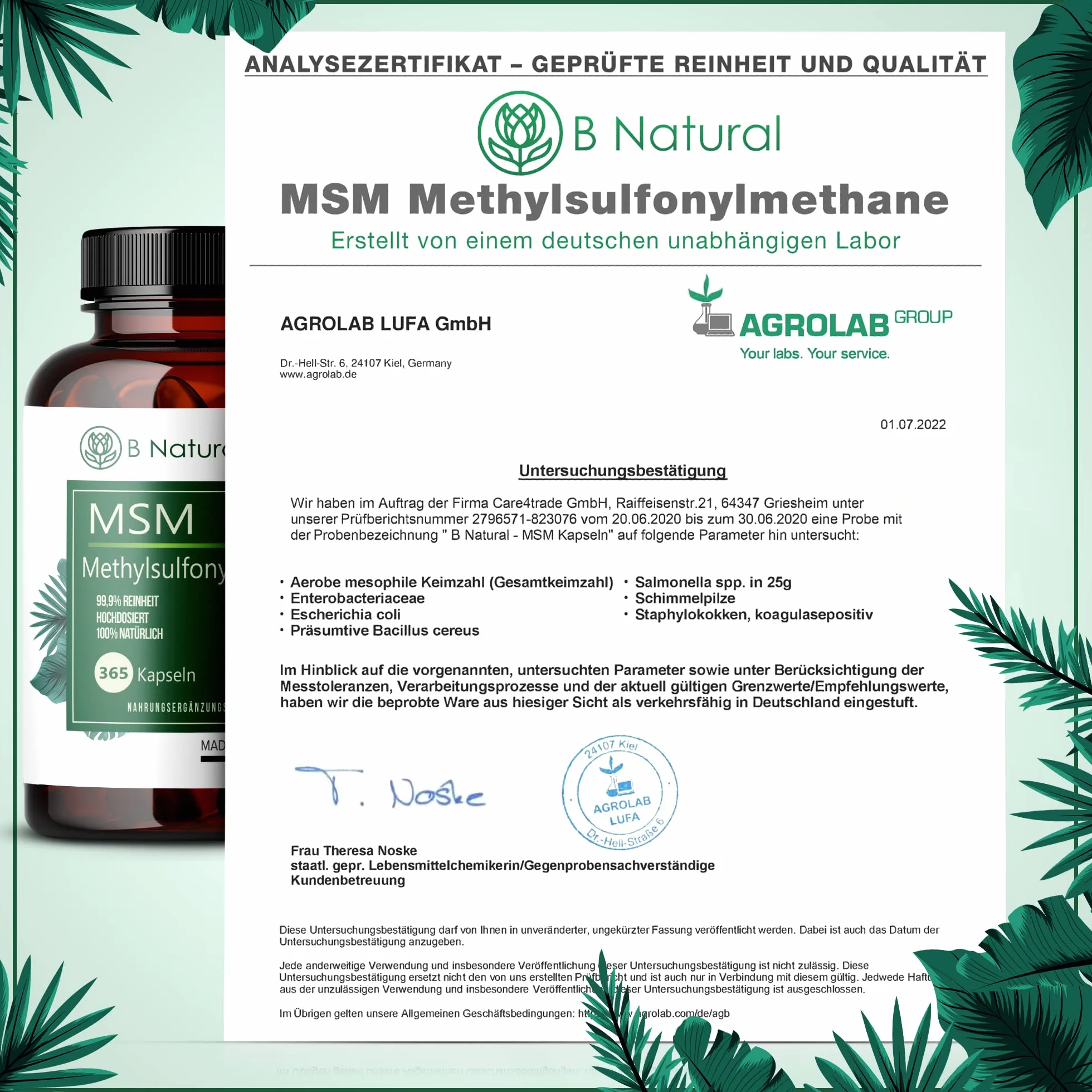 MSM 365 Capsule 99,9% puro metilsulfonilmetano ad alto dosaggio capsule vegane