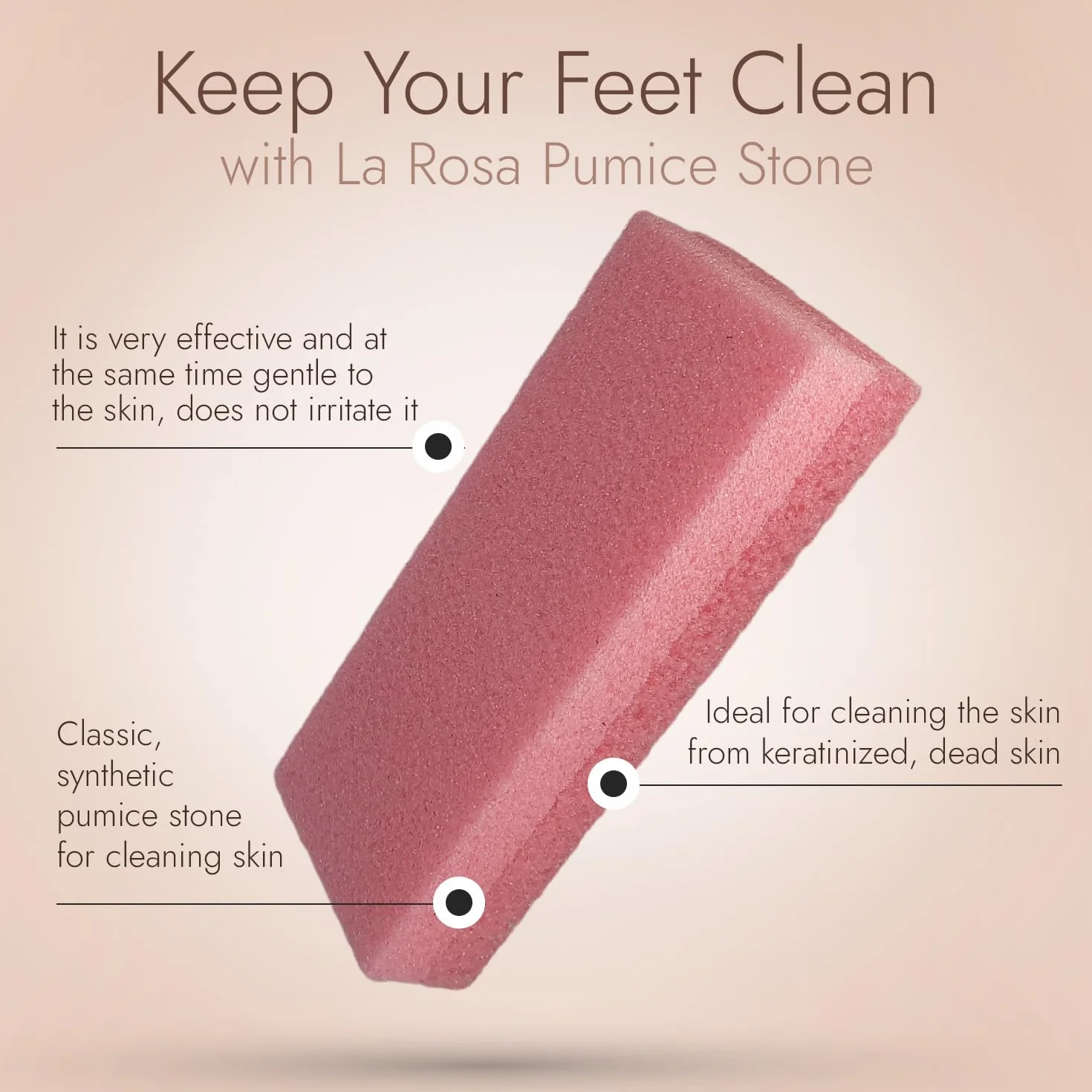LaRosa PUMICE SPA Spugna Pomice Doppia Faccia Rosa con Due Texture