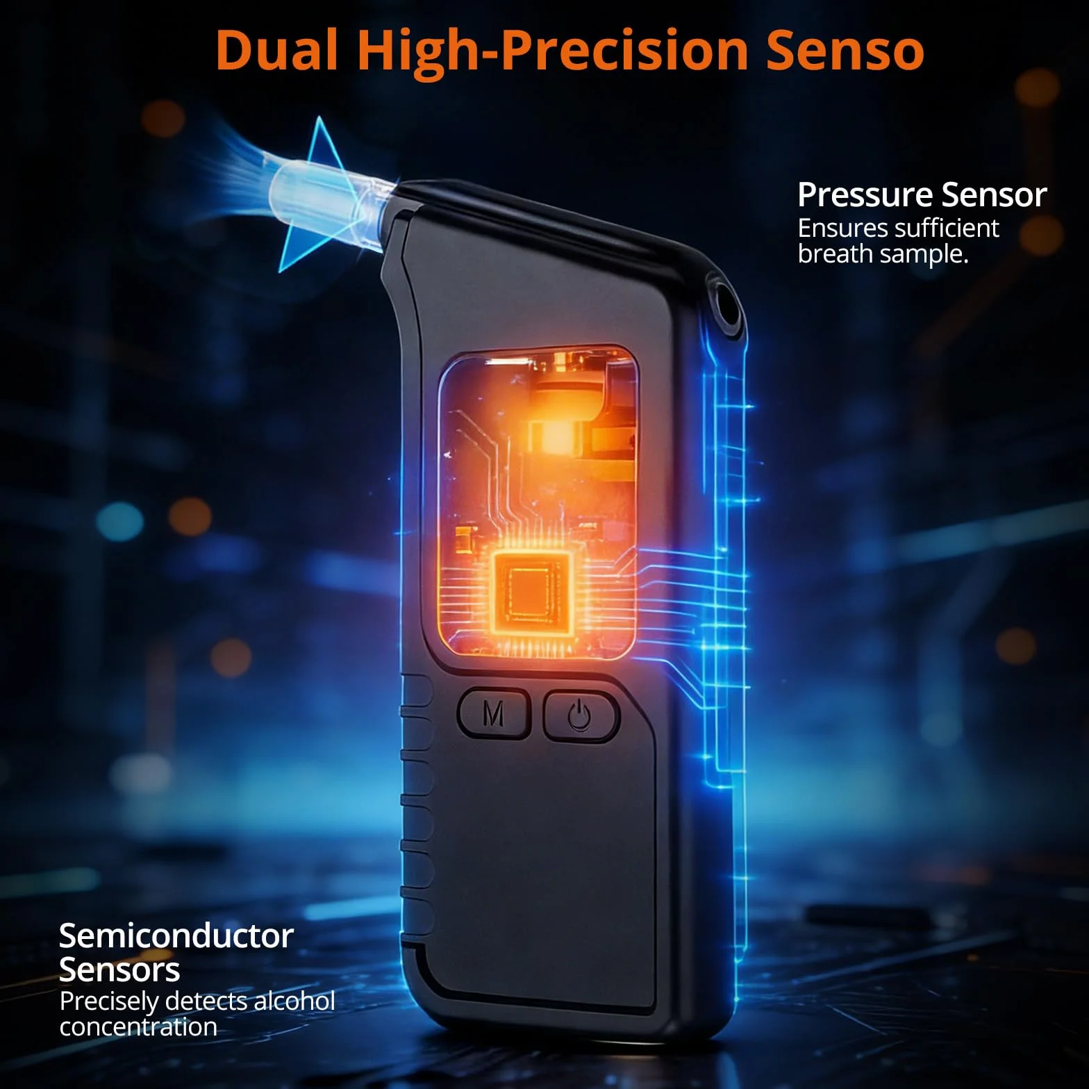 Proster Etilometro Portatile con Display LCD, Sensori Doppi, Misurazione Alcol nel Respiro, Include 10 Bocchini e Batterie