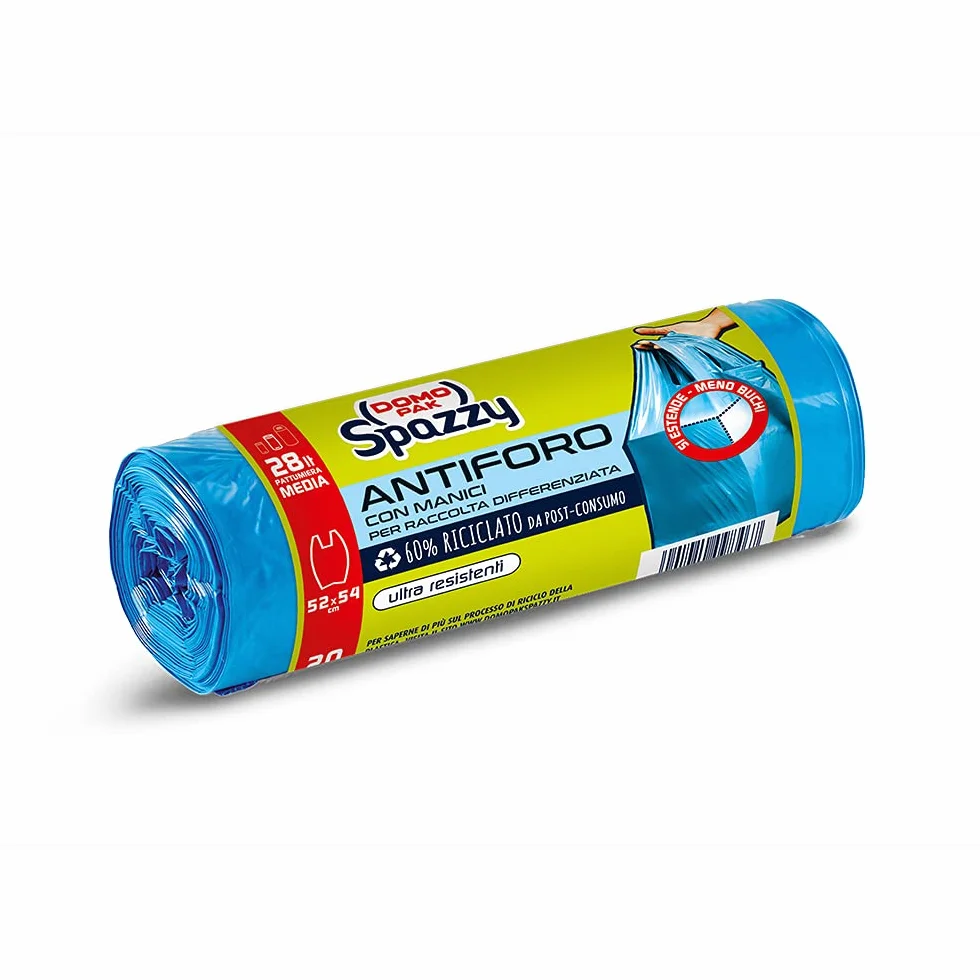 Domopak Spazzy Sacchi Nettezza Antiforo con Manici 28 lt Blu 20 sztuk