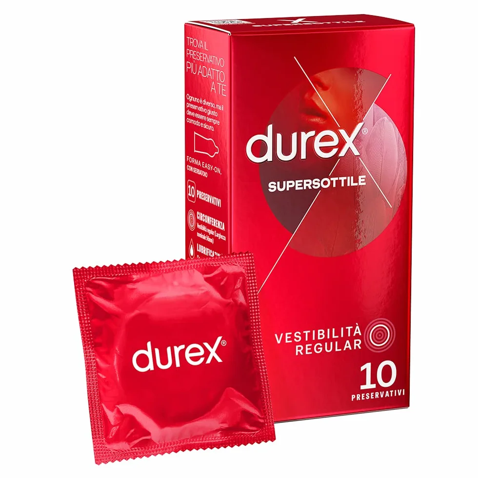 Durex SuperSottile Preservativi Ultra Sottili Vestibilità Regular 10 Profilattici