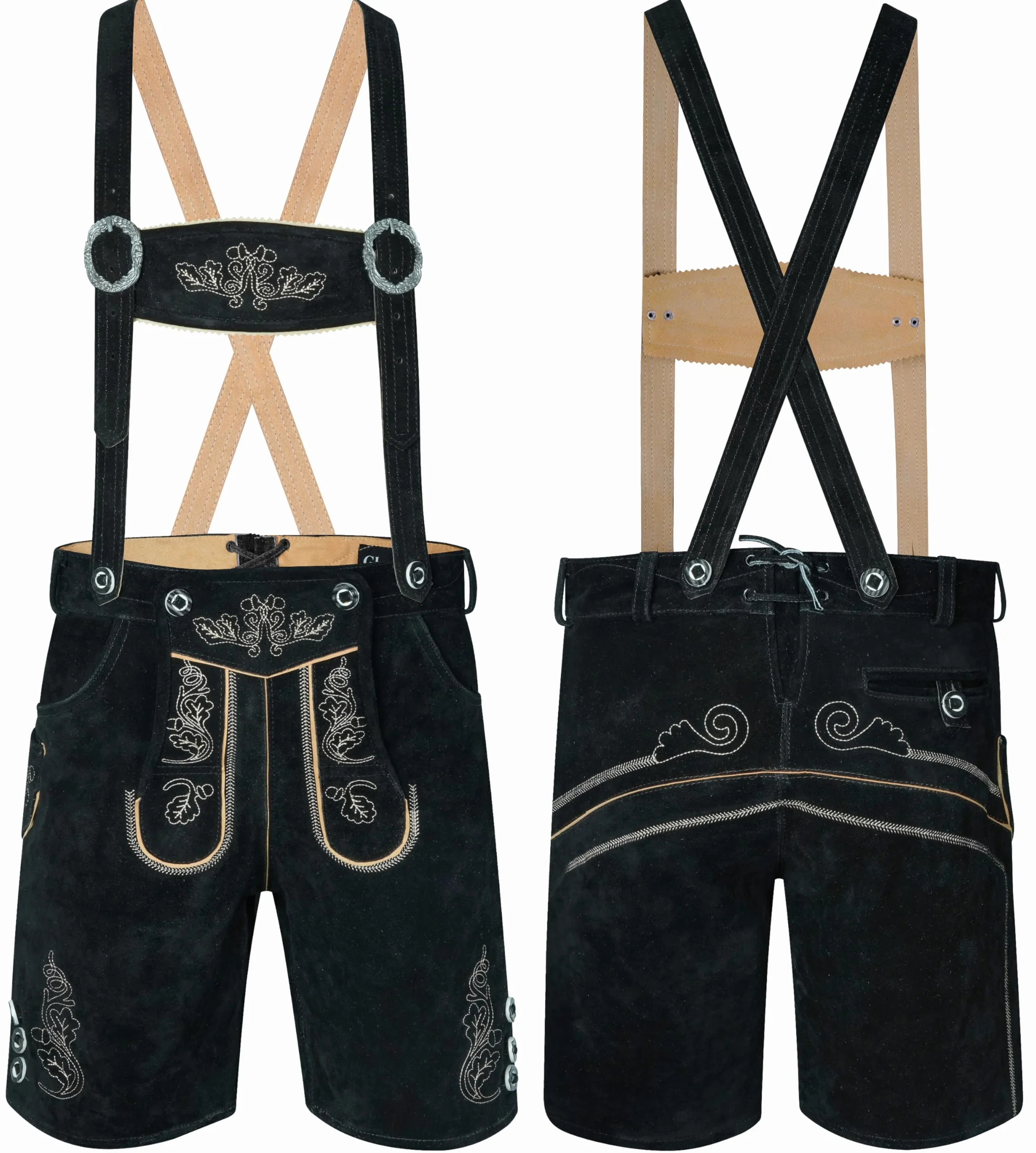 Pantaloni in pelle Oktoberfest Lederhosen uomo marrone scuro taglia 46-60