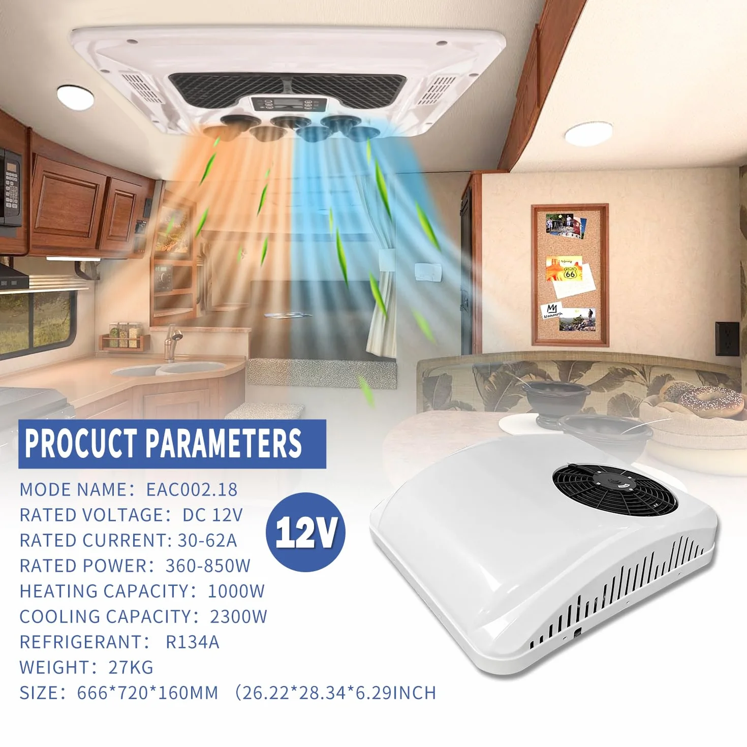 Condizionatore d'aria 8800 BTU 12V per camper parcheggio