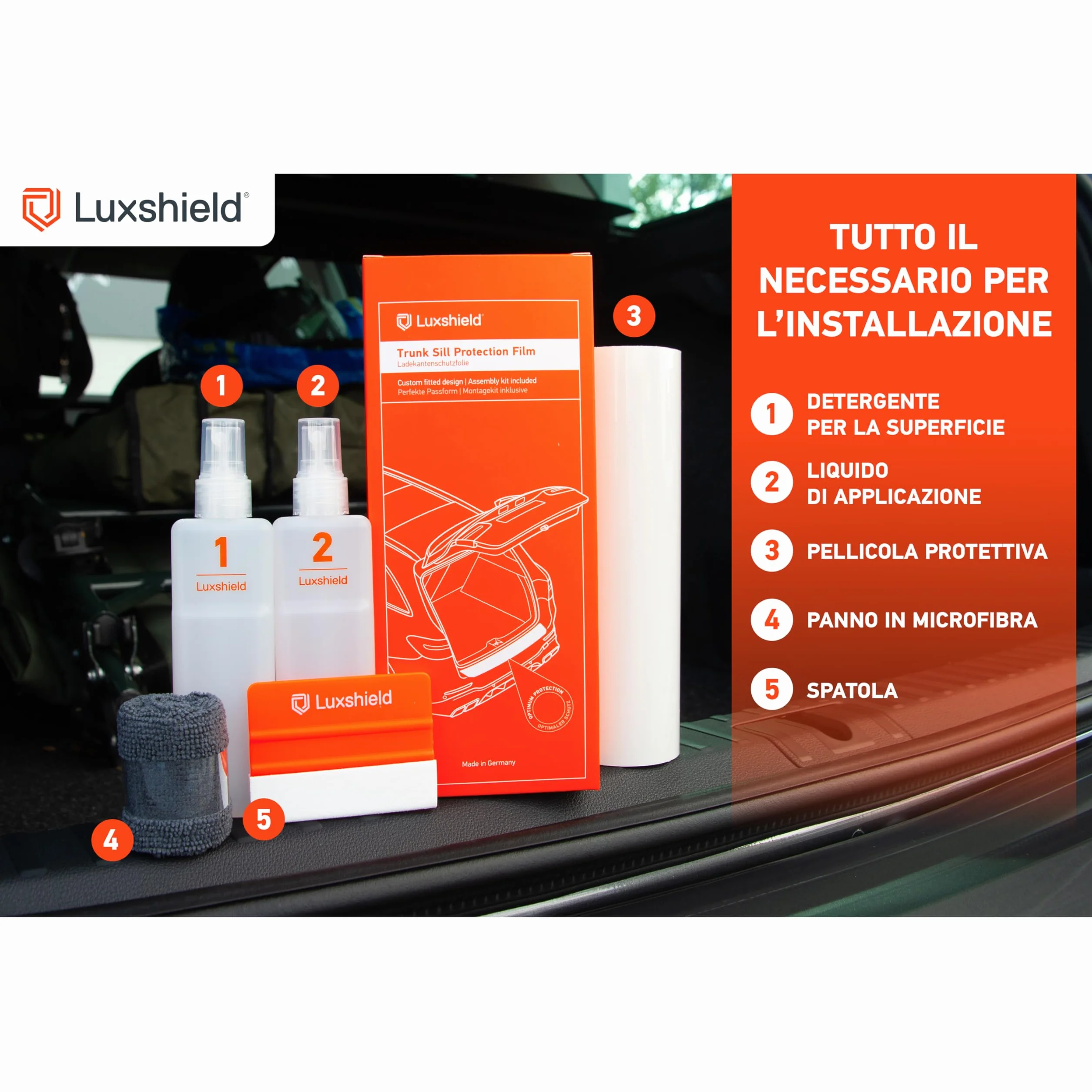 Luxshield Pellicola Protettiva per Bordo di Carico Honda Jazz 4 IV 2020-2026 Carbonio Nero