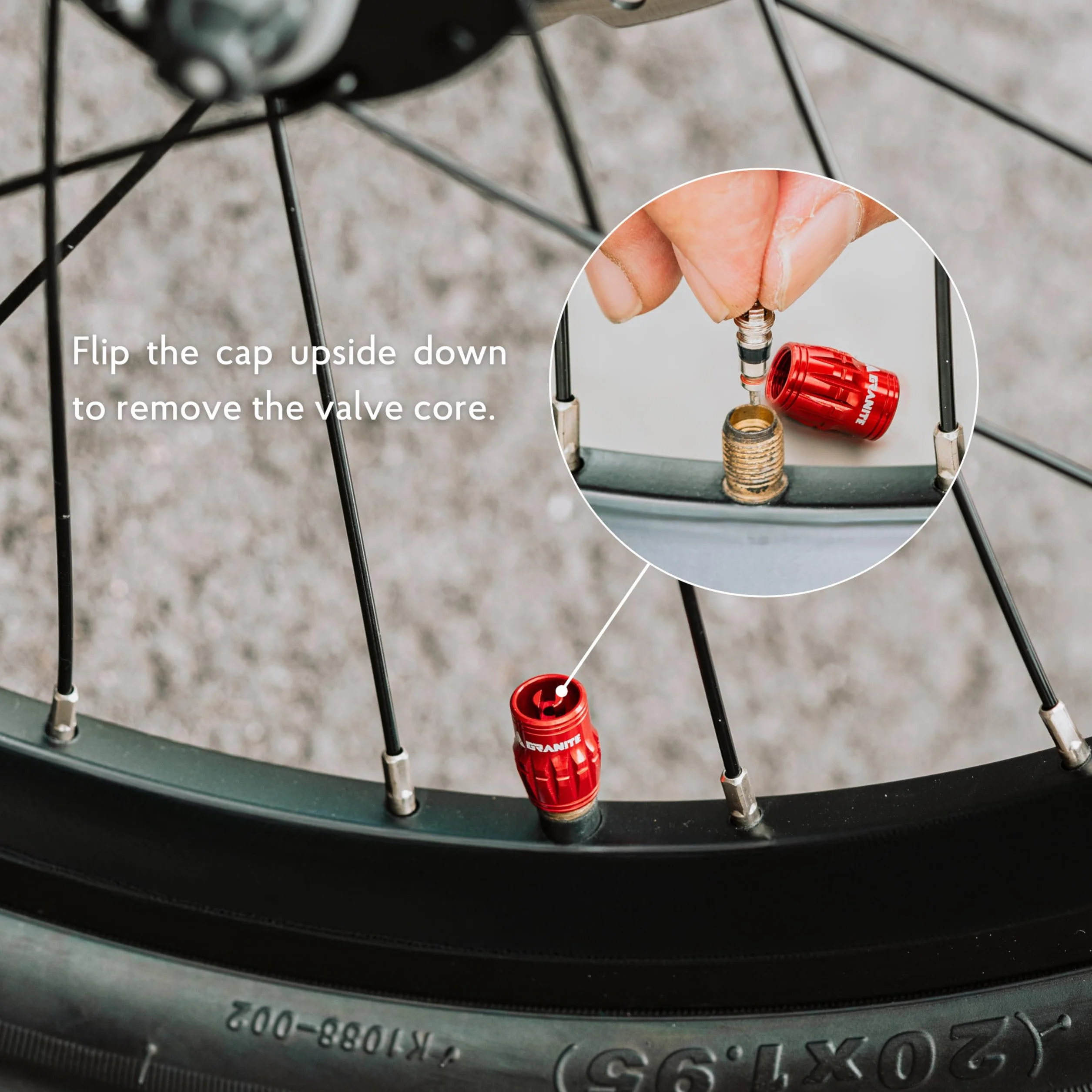 Granite Juicy Nipple Tappo Valvola con Funzione di Rimozione del Nucleo della Valvola, Coprivalvole Antipolvere per Biciclette e Veicoli, Set da 2 Pezzi (Verde)
