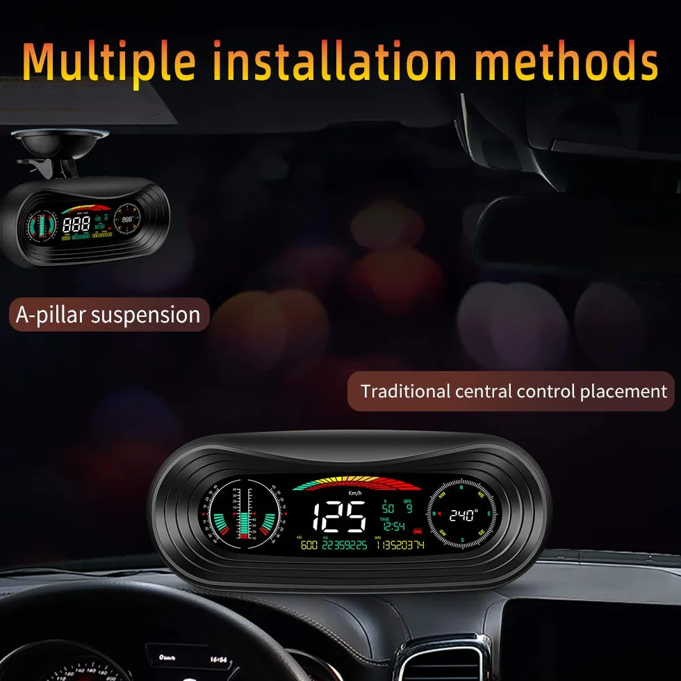 Head Up Display Auto GPS HUD Car Head Up Display off-Road 4X4 Inclinometro GPS Pannello Digitale Tachimetro Inclinazione Bussola automobilistica Altitudine Orologio Head Up Display